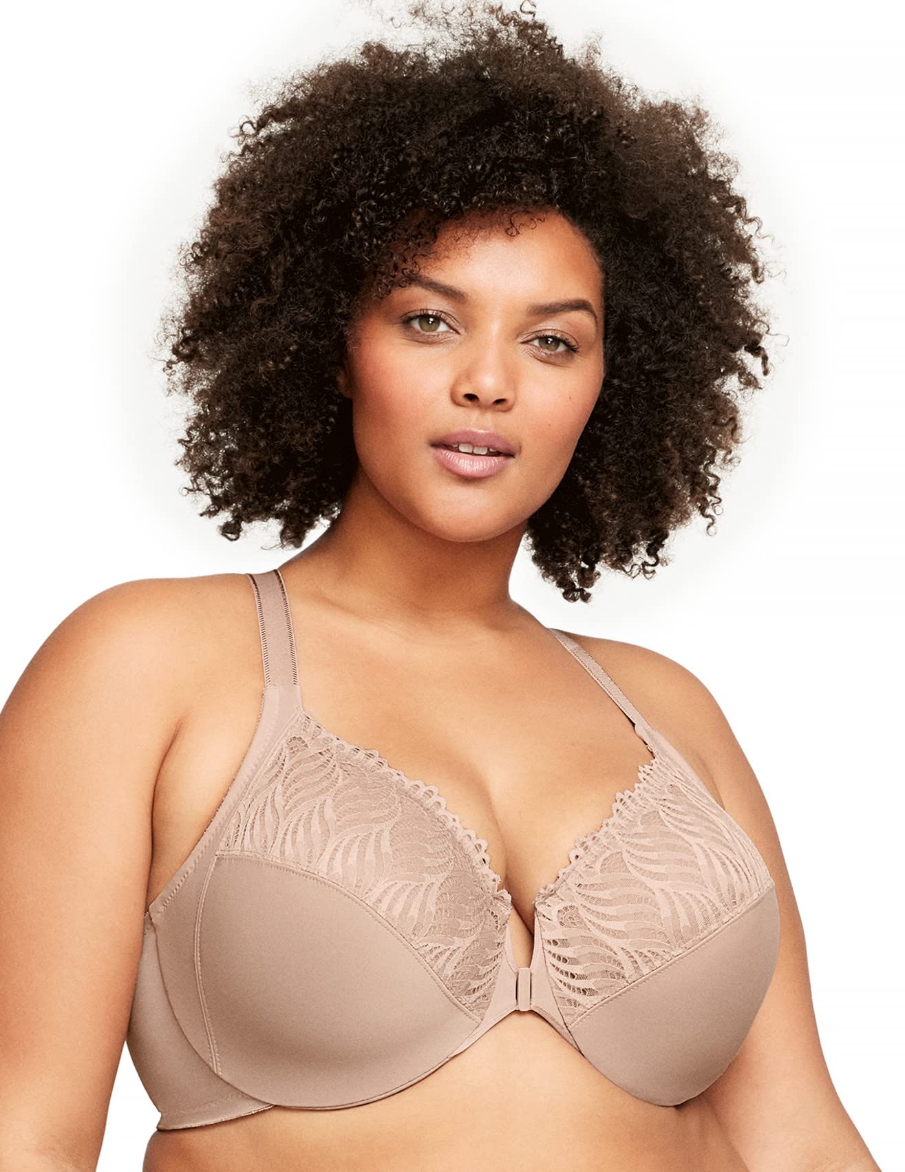 Glamorise Full Figure Plus Size Front-Closure T-Back Wonderwire Bra Underwire 1246 Cafa