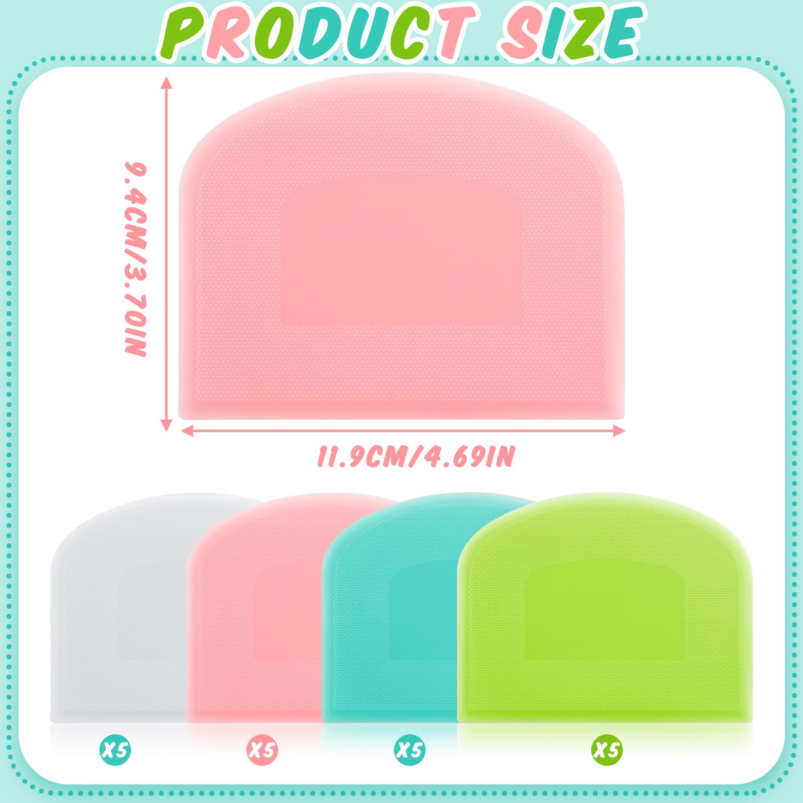 Thyle 20 Pcs Plastic Dough Scraper Set Bowl Scraper Multipurpose Dough Cutter Flexible Scraper Spatula For Kitchen Baking Tool C