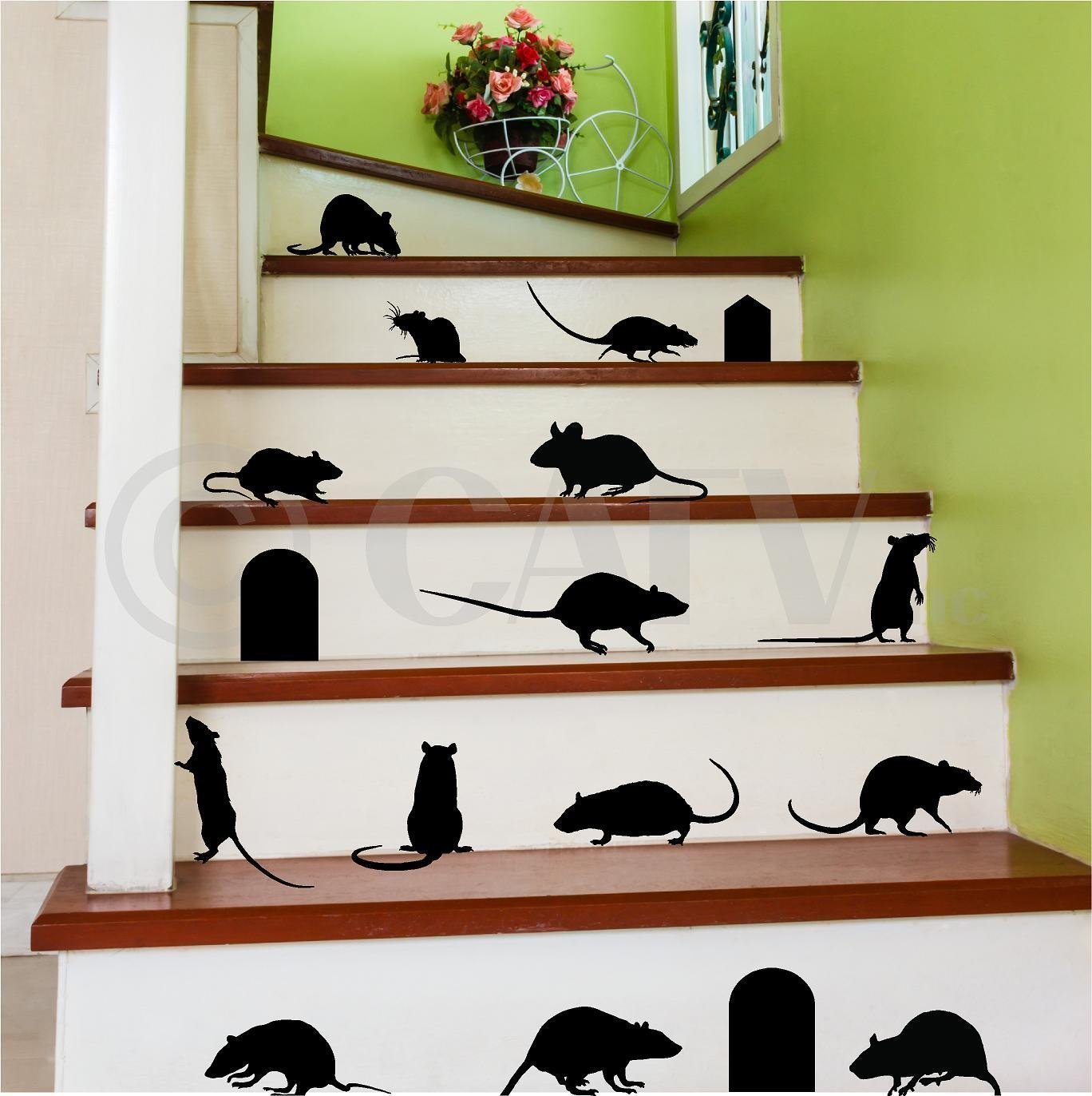 Rats Mice Doors Set Of 17 Vinyl Lettering Decal Home Decor Wall Art Saying Halloween