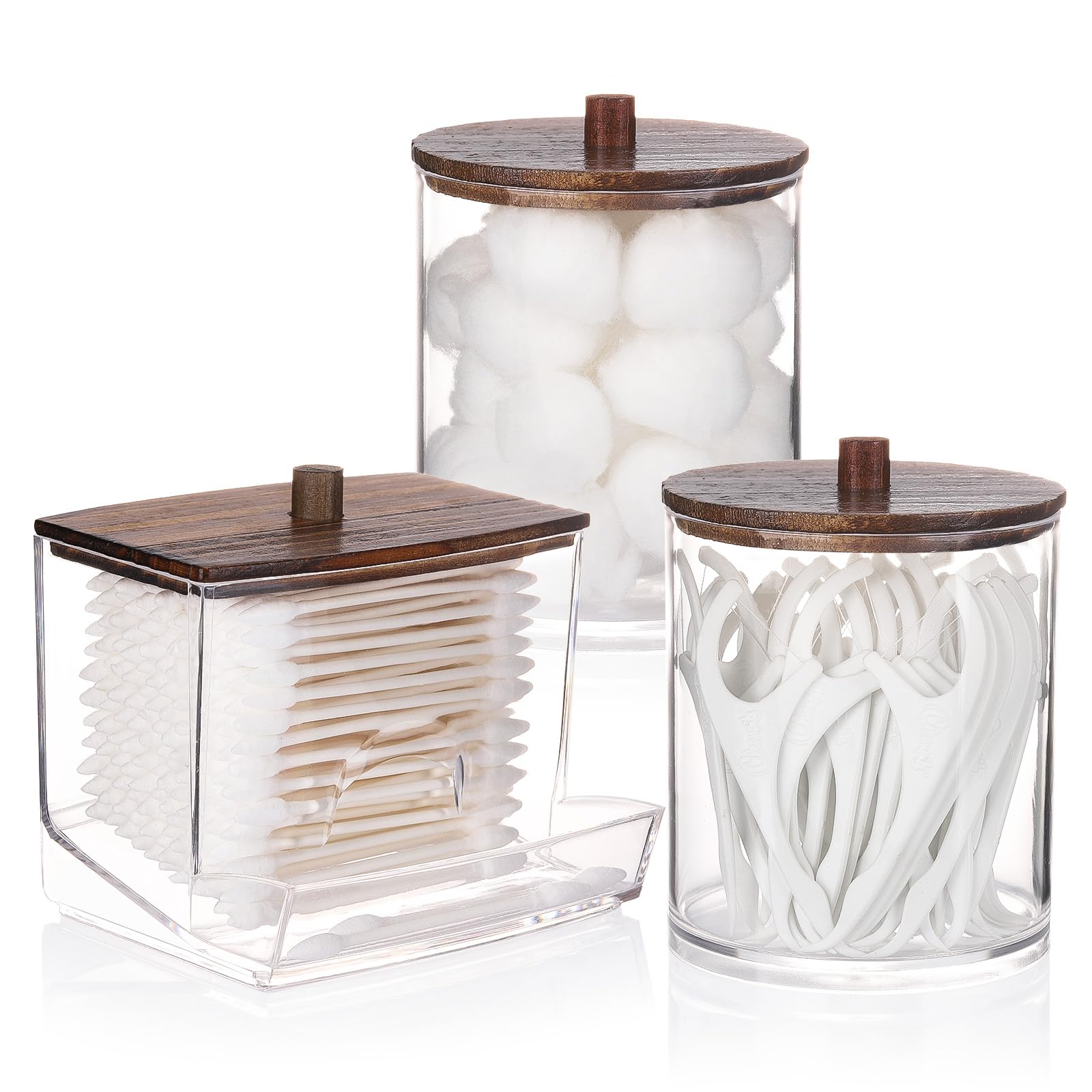 Tbestmax Qtips Dispenser Bathroom Container, 10/12 Oz Big Cotton Ball Holder, Apothecary Jar Organizer For Storage Cotton Swab,