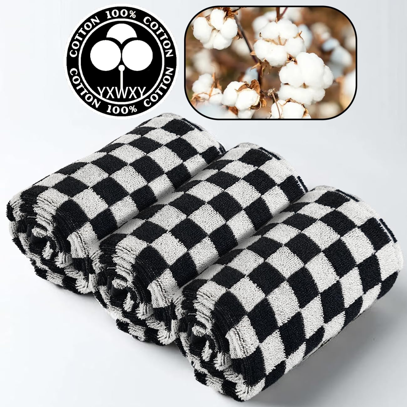 Yxwxy Hand Towels For Bathroom 14''X30'' Set Of 4 Black Face Towels For Bathroom, Face, Kitchen, Gym And Spa 100% Cotton Soft Ab