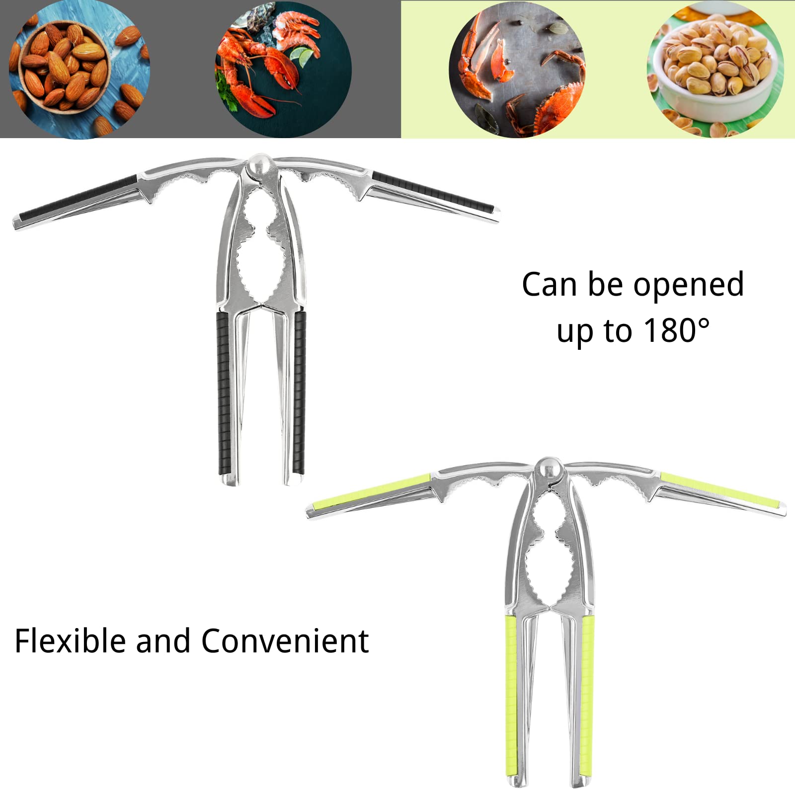 Loceast 8Pcs Multi-Purpose Cracker Tools Include 2 Pieces Nut Crackers Heavy Duty Walnut Cracker With Non-Slip Handle Walnut Cra