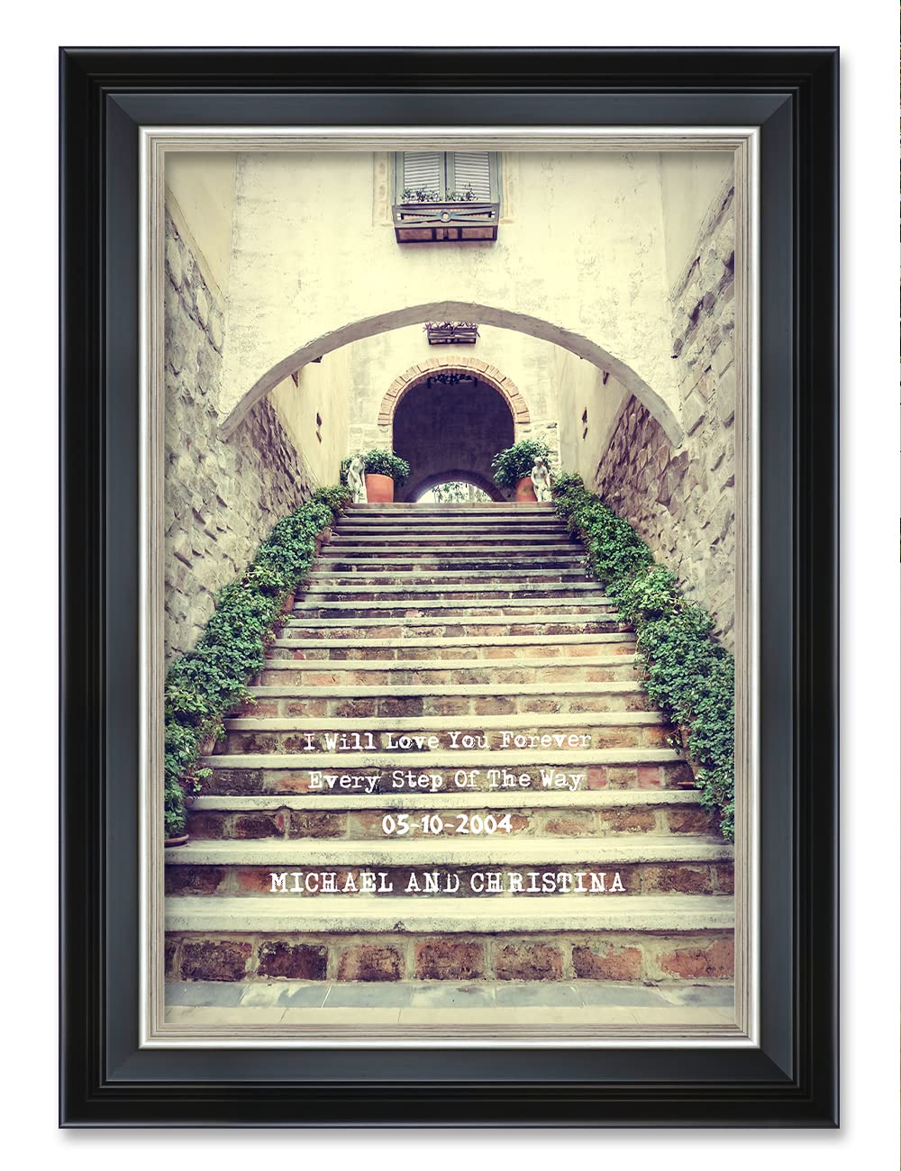 Ipic - Love You Every Step, Personalized Framed Wall Art With Names And Date On, Giclee Prints With Solid Wood Frame, Customized