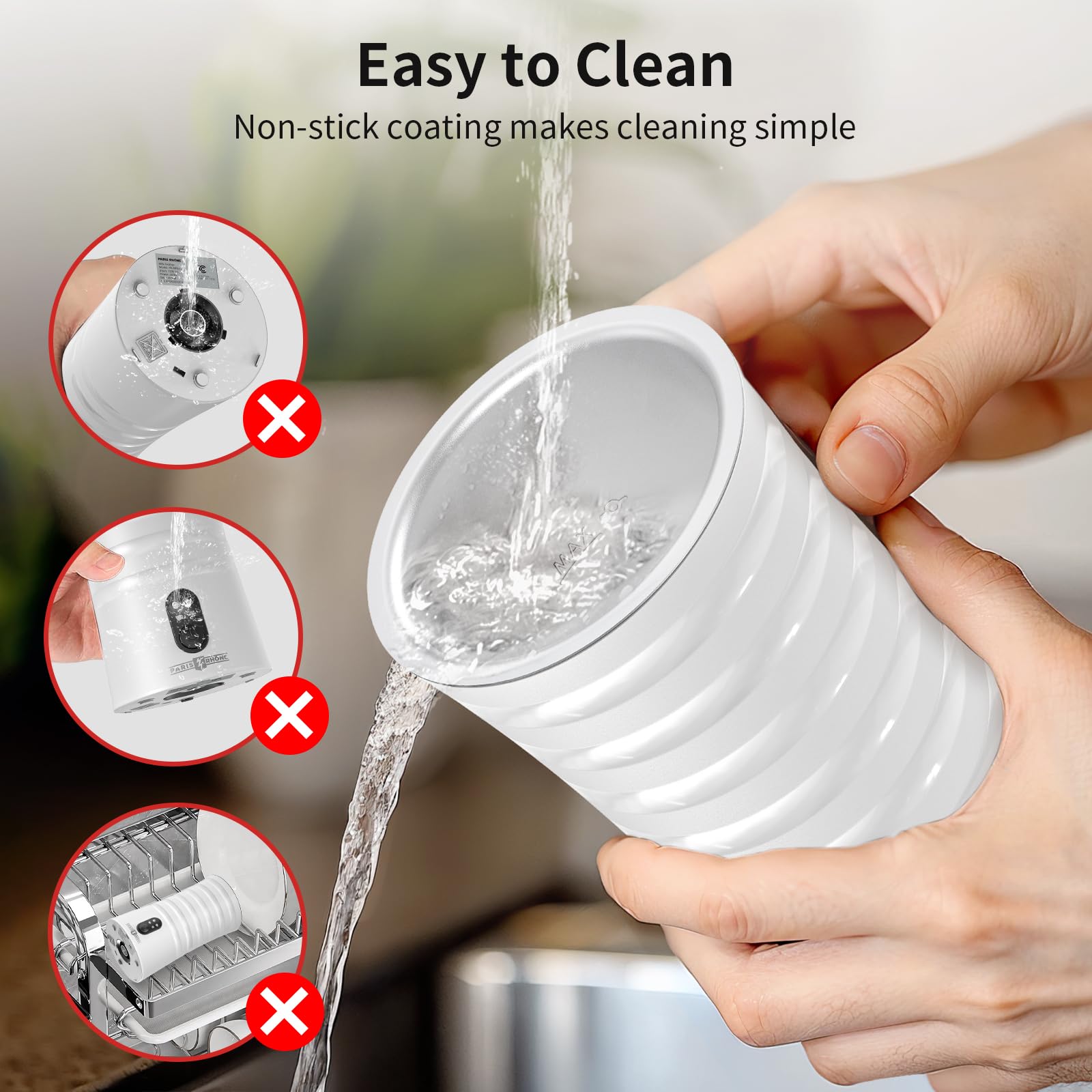 Paris Rhne Milk Frother, 4-In-1 Milk Steamer And Frother, Hot & Cold Foam Milk Warmer With Temperature Control, Auto Shut-Off Fr