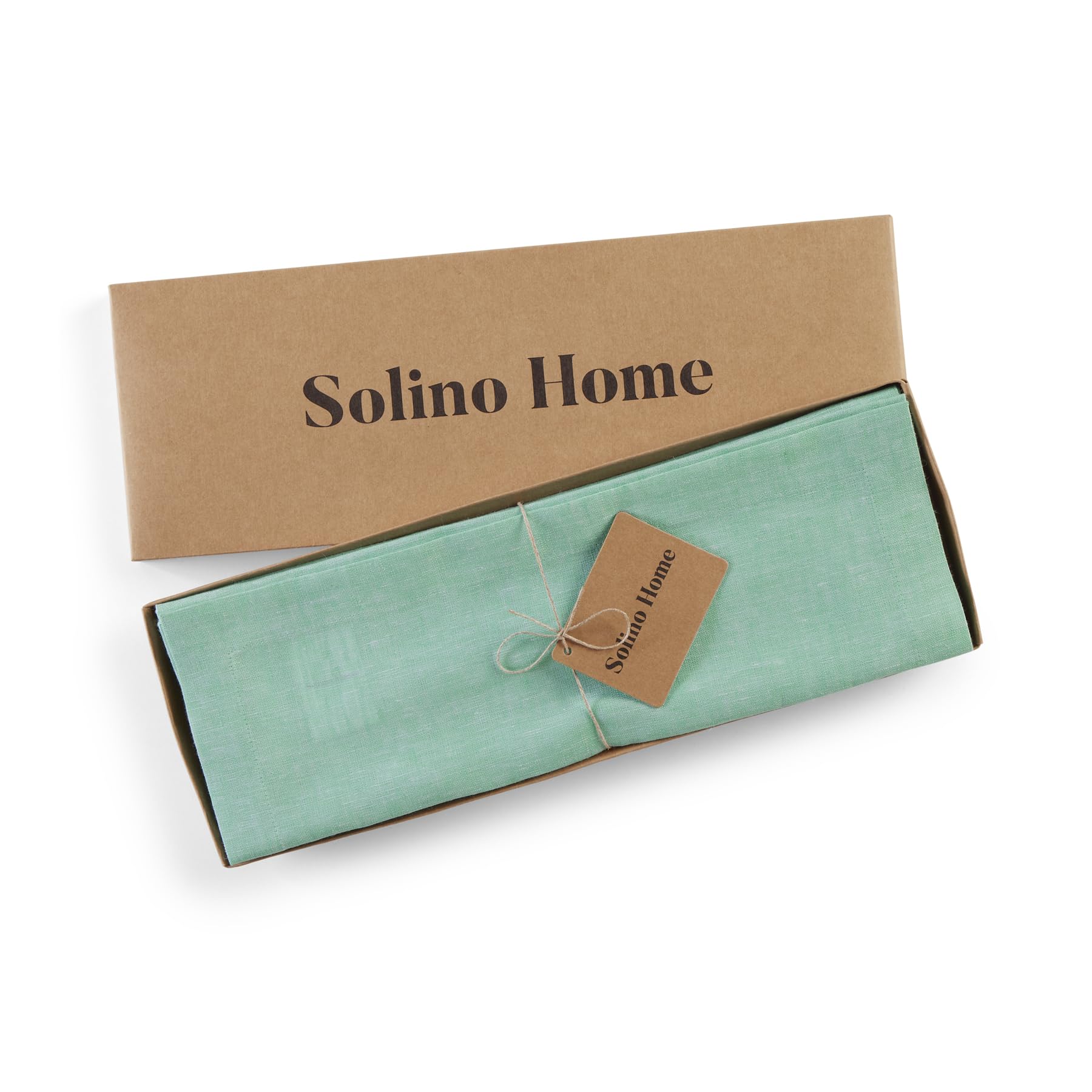 Solino Home Linen Placemats 19'' L X 14'' W Inch - 100% Pure Linen Chambray Aqua Cloth Placemats Set Of 4 - Athena, Washable Fab