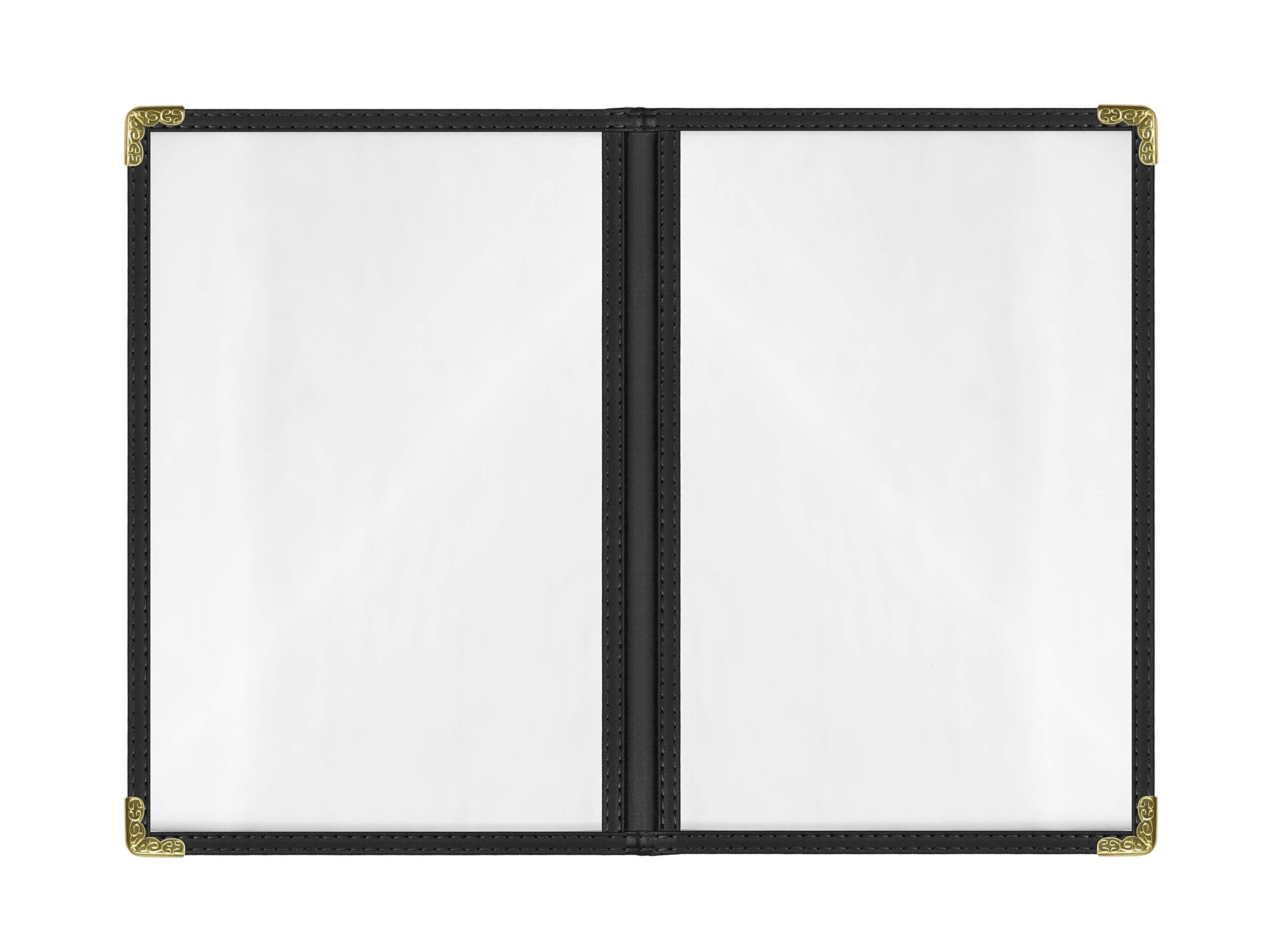 Goodsmart Cafe Style Menu Cover, Double Stitched Edge, Crystal Clear Vinyl, 25 Pack (Black, 2 Pages / 4 Views - 5.5'' X 8.5'')
