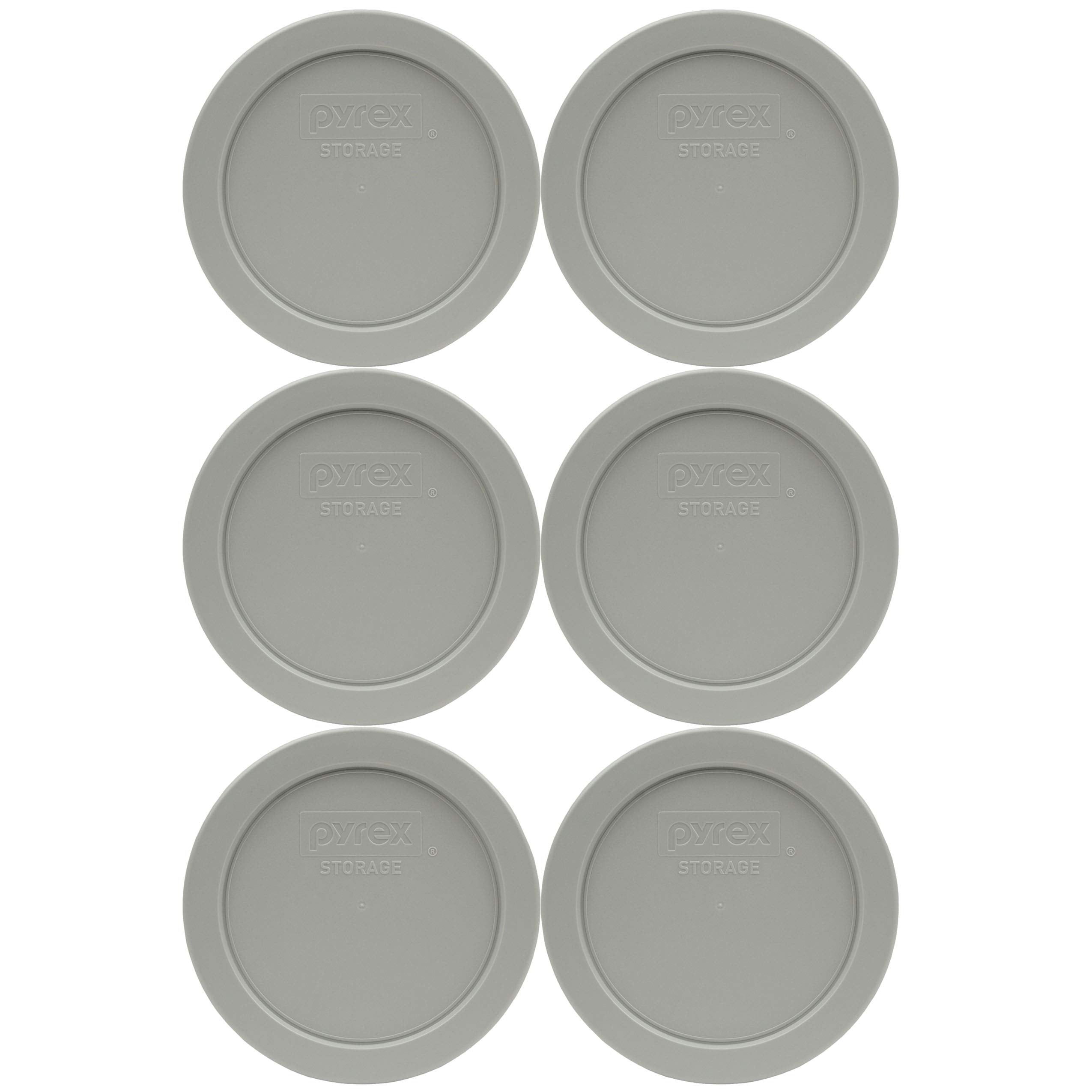Pyrex 7200-Pc Jet Gray Round Plastic Food Storage Replacement Lids - 6 Pack Made In The Usa
