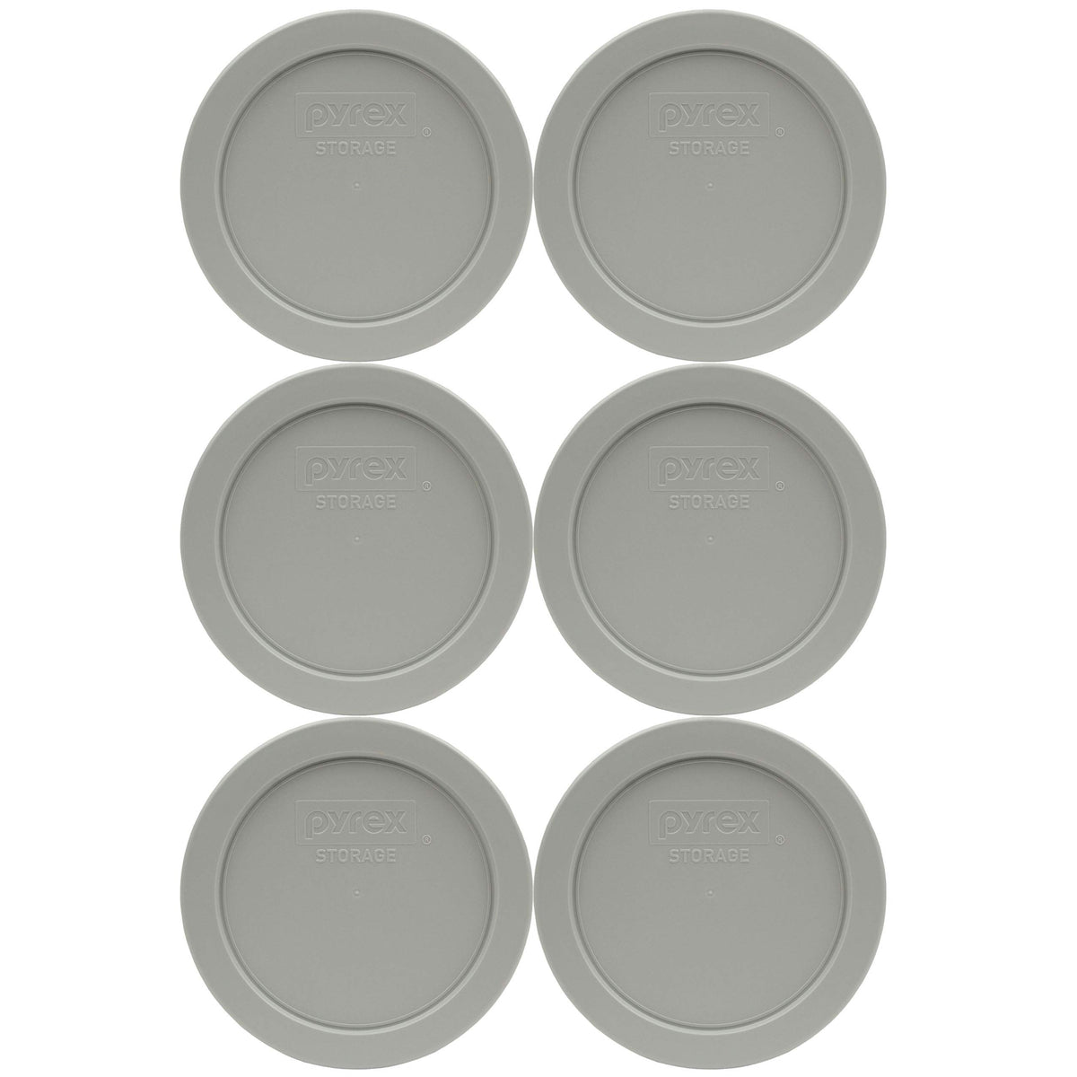 Pyrex 7200-Pc Jet Gray Round Plastic Food Storage Replacement Lids - 6 Pack Made In The Usa