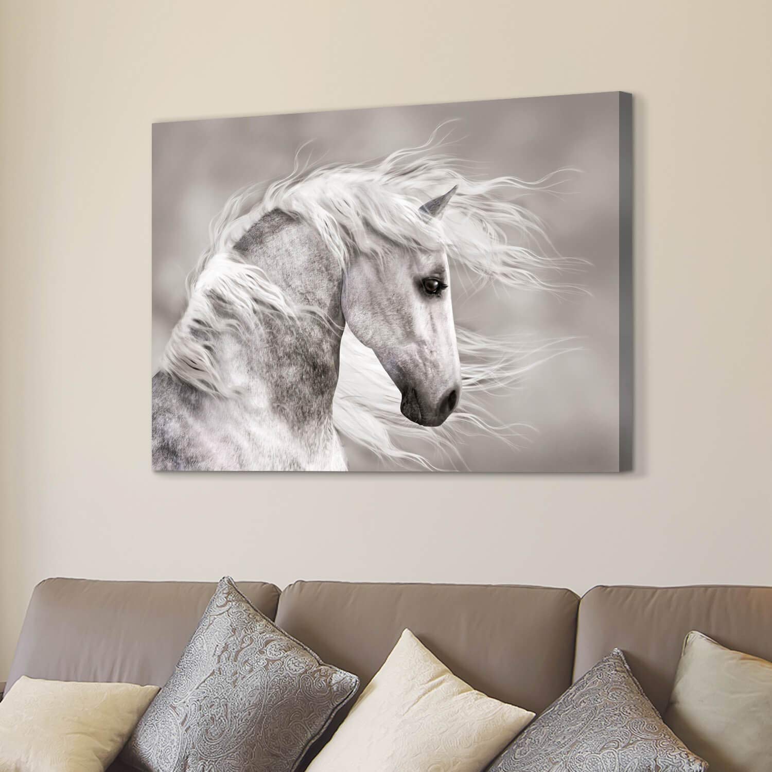 Animals Artwork Wildlife Picture Painting: Horse Head Graphic Art Print Wall Art For Wall Decor (45    X 30    X 1 Panel)