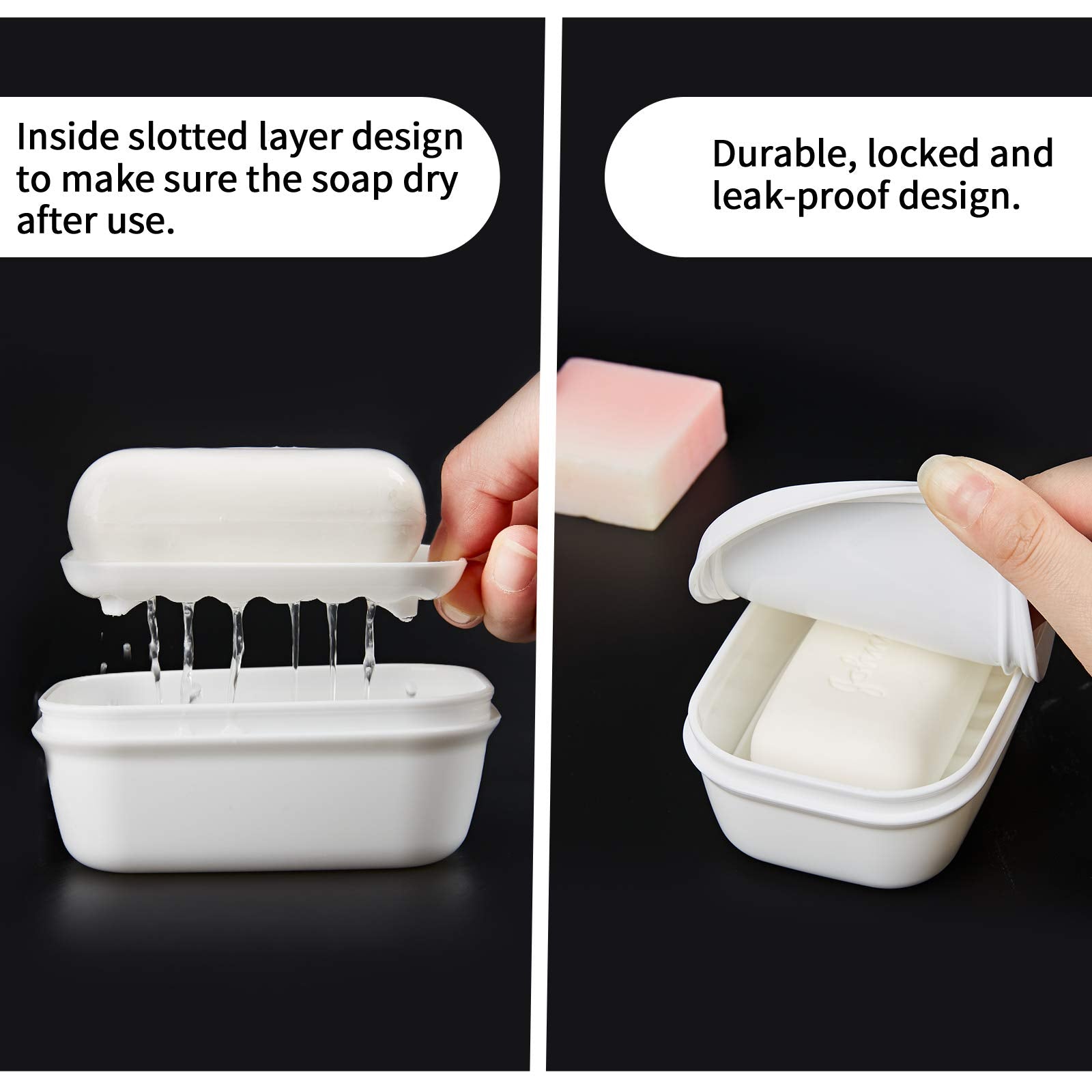 Quatish Travel Soap Container, 2Pcs Portable Soap Holder With Lid, Travel Bar Soap Holder, Soap Case For Camping Gym Travel, Soa