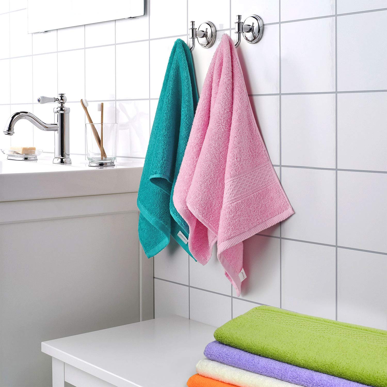 Cleanbear Ultra Soft Hand Towels 12 Pack 6 Colors 100% Cotton Hand Towel Set For Family Members (13 X 29 Inches)