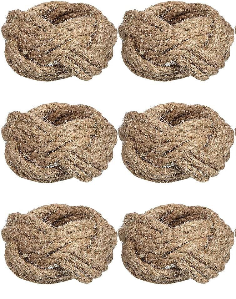 Jovial International Nautical Napkin Rings Set Of 6,Jute Rope Rustic Farmhouse Napkin Ring Burlap Set For Harvest, Thanksgiving,