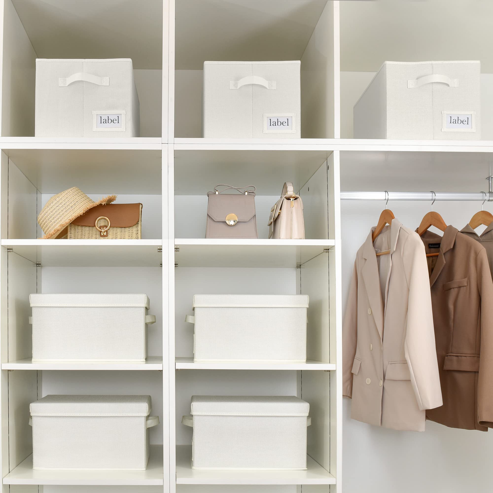 Granny Says Cloth Storage Bin With Label Holder, Closet Organizers And Storage Shelves, Sweater Storage Boxes For Closet Room, S