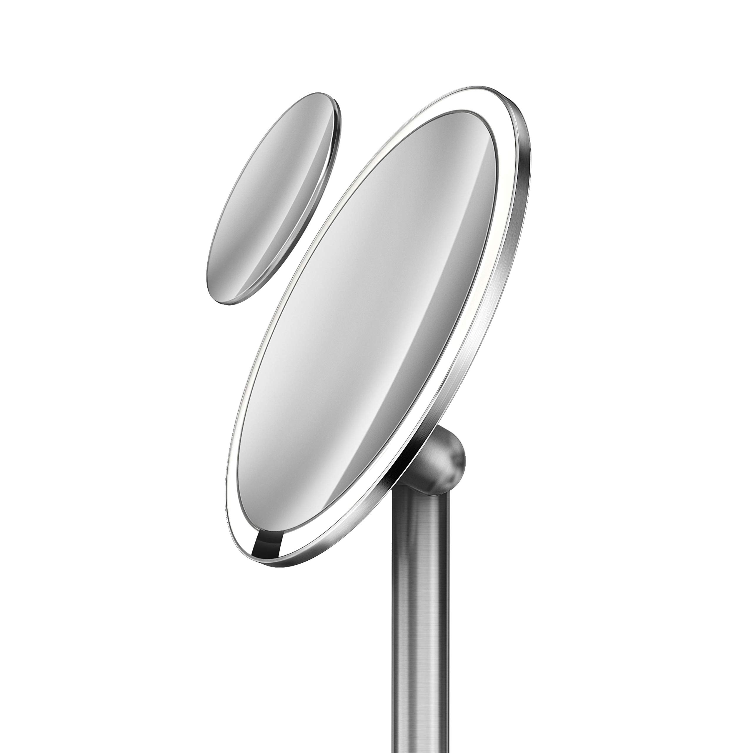 Simplehuman 8'' Pro Round Sensor Makeup Mirror, 5X + 10X Dual Magnification, Rechargeable And Cordless, Brushed Stainless Steel