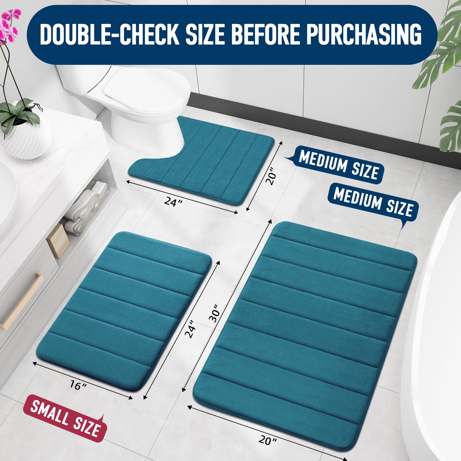 Colorxy Memory Foam Bath Mat 47X17, Ultra Soft And Absorbent Bathroom Rugs, Non-Slip, Machine Wash Dry, Thick Bath Rug Carpet Fo