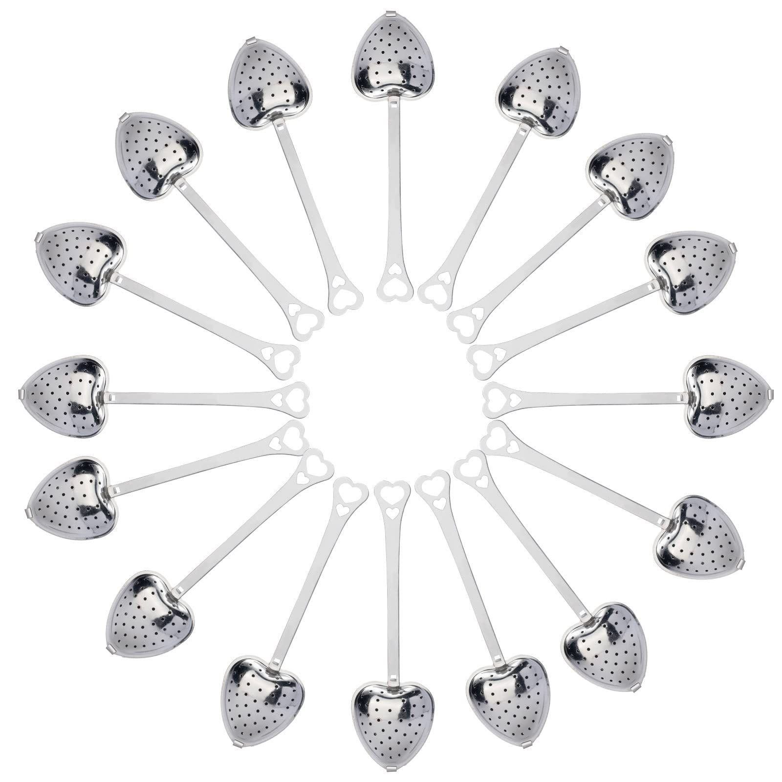 Ziivard 50 Pieces Tea Infuser Stainless Steel Long Grip Spoon Loose Tea Leaf Filter Heart Shaped Mesh Tea Strainer,Great Gift Fo