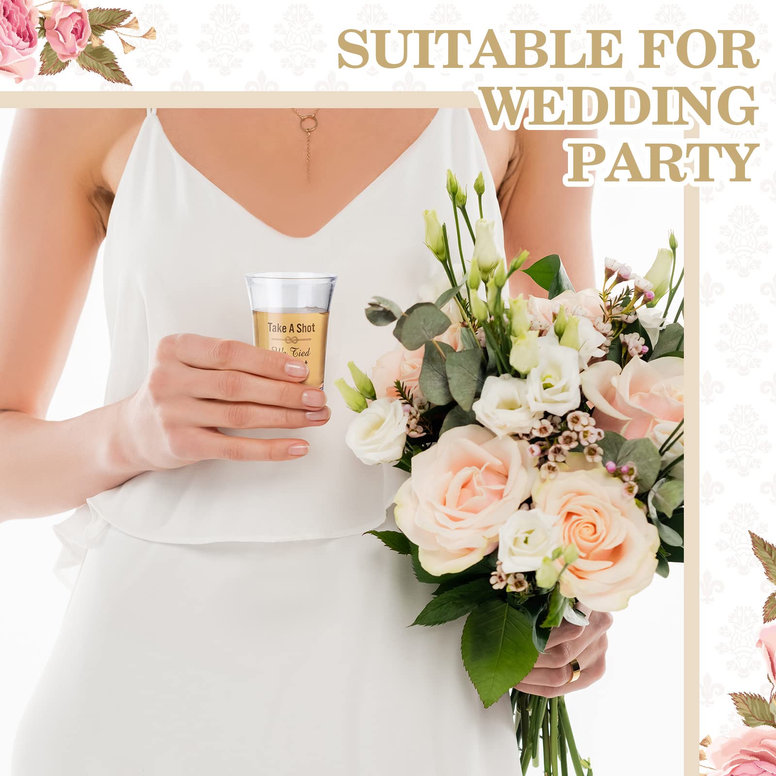 Cunhill 36 Packs Take a Shot We Tied the Knot Shot Glasses  Wedding Favor Set 1.2 Ounce Shot Glasses  Wedding Favor  Acrylic Funny Wedding Shot Glasses  Bridal Party Shot Glasses (Simple)