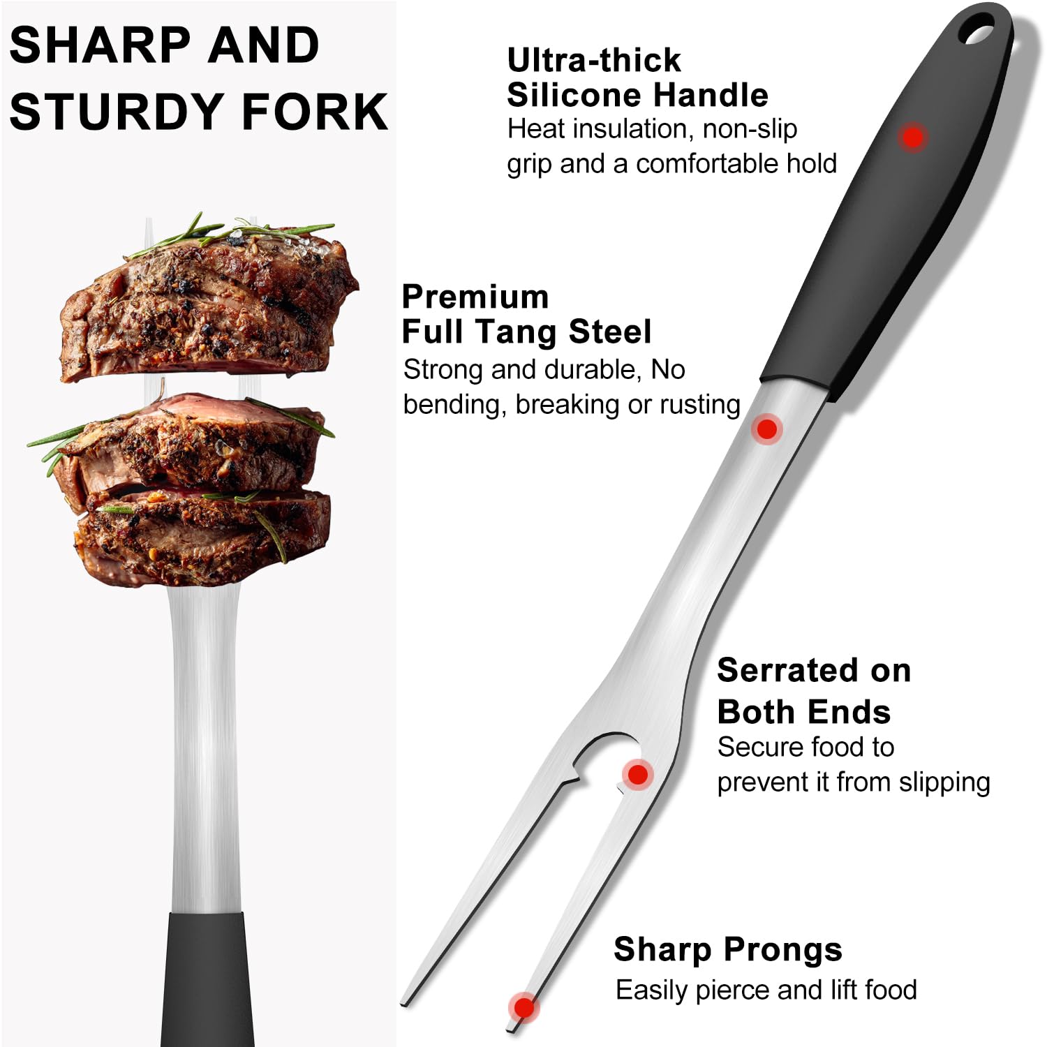 Potwiy Grill Tools Bbq Accessories Set Of 2, 15.8'' Heavy Duty Stainless Steel Grill Utensils With Grill Spatula And Fork, Full