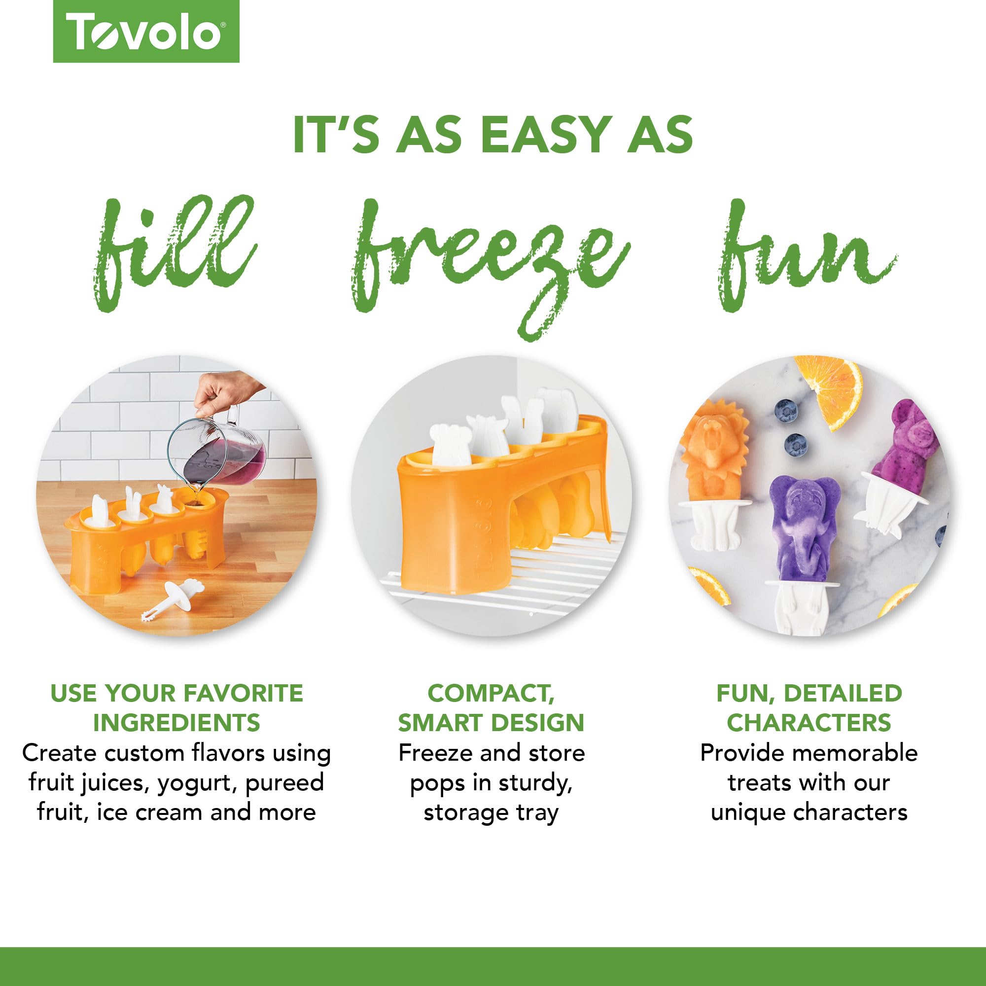 Tovolo Zoo Crew Pop Molds (Set Of 4) - Reusable Mess-Free Silicone Popsicle Molds With Sticks And Drip-Guards For Easy Homemade