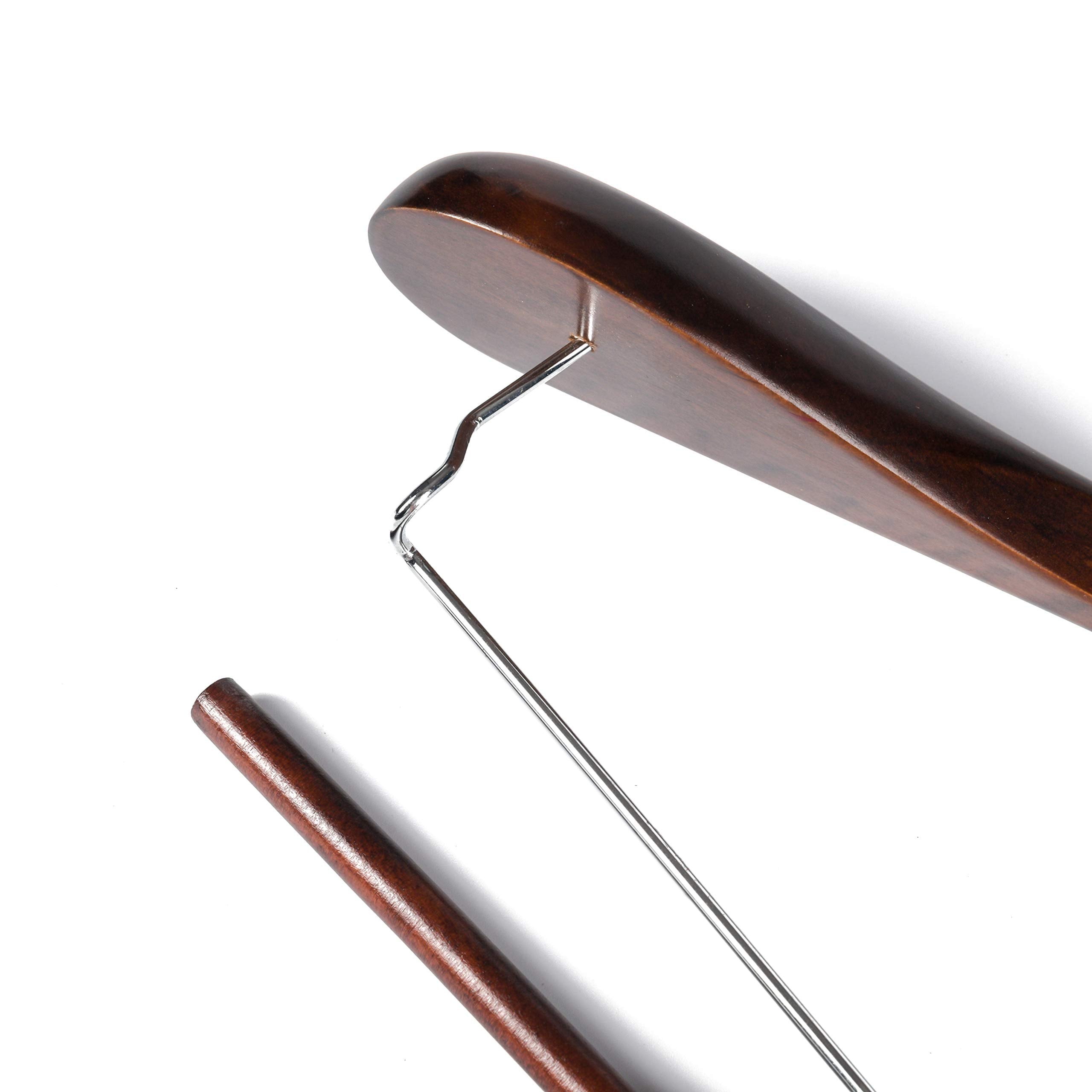 Luxury Wide Shoulder Wooden Hangers 2 Pack, With Locking Bar, Smooth Retro Finish Wood Suit Hanger Coat Hanger For Closet, Holds