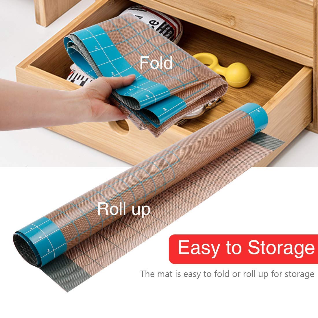 Dltsli XXL Silicone Baking Mat 36x24 inch Non-Stick Blue Pastry Fondant Dough Mat for Rolling Kneading and Baking