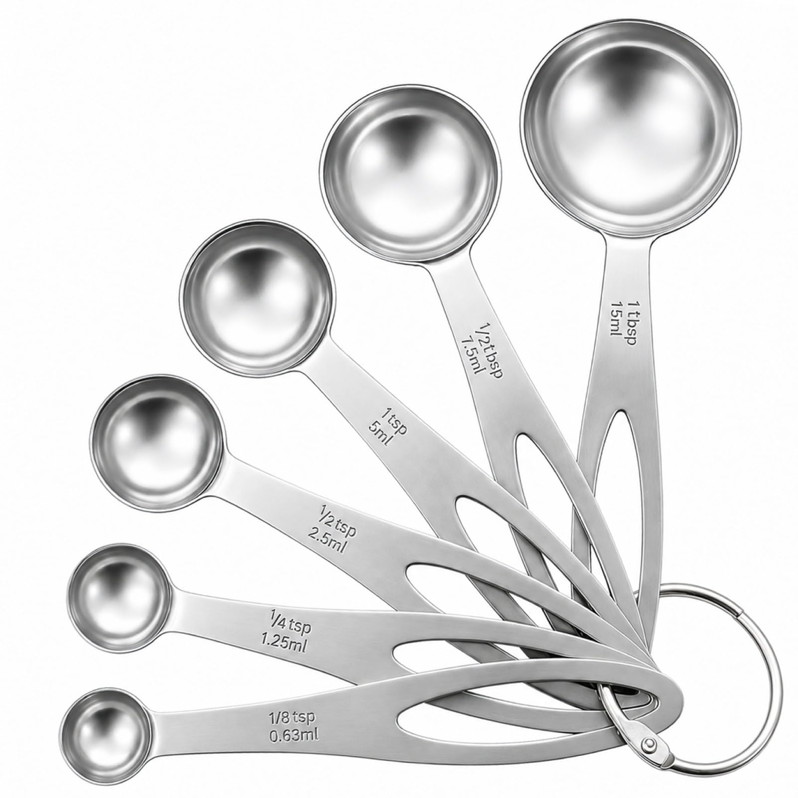 6Pcs Measuring Spoons Set, Stainless Steel Kitchen Measure Tools