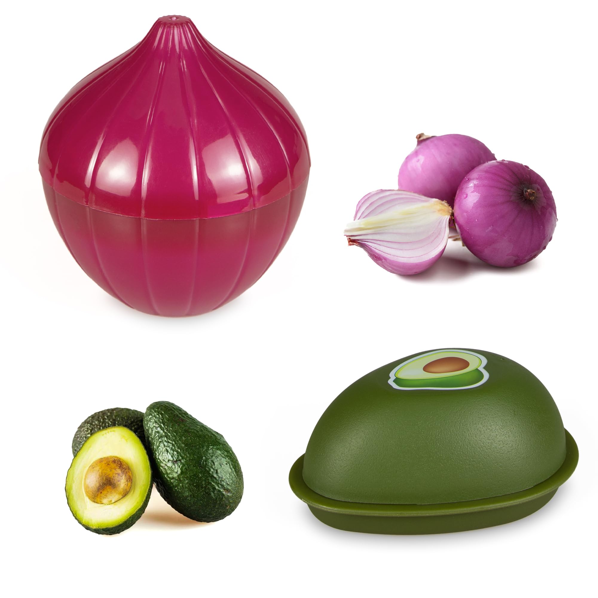 PIVNASY Vegetable and Fruit Storage Containers for Refrigerator, Avocado and Onion Storage, Food Storage Containers with Lids, P
