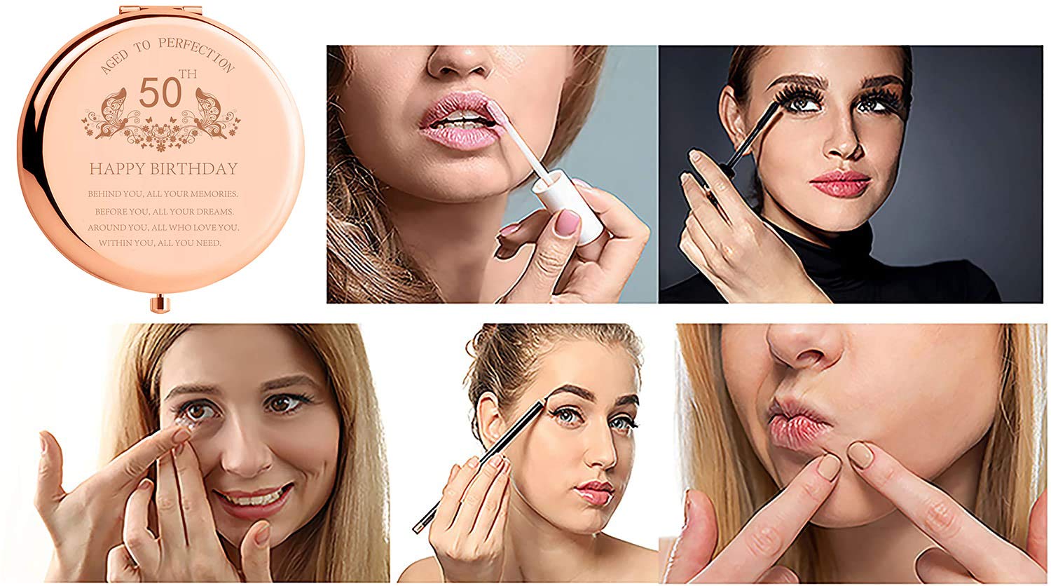 50Th Birthday Gift For Mom Stainless Steel Portable Compact Makeup Mirror Behind You All Your Memories Best 50 Years Old Birthda