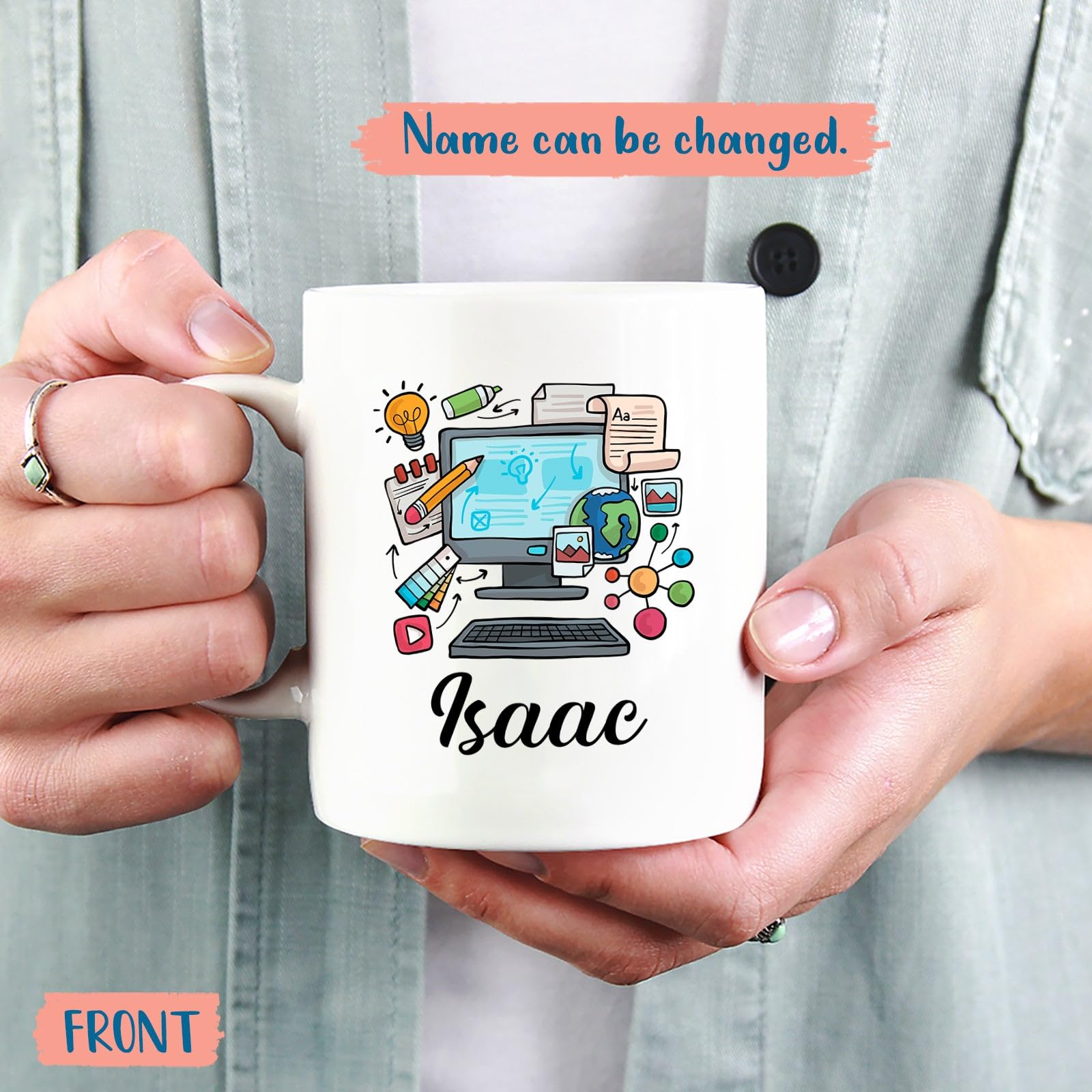 Designer Coffee Mug, Personalized Graphic Designer Mug, Custom Name Graphic Designer Gifts for Men, Women Designer Lovers, Graph