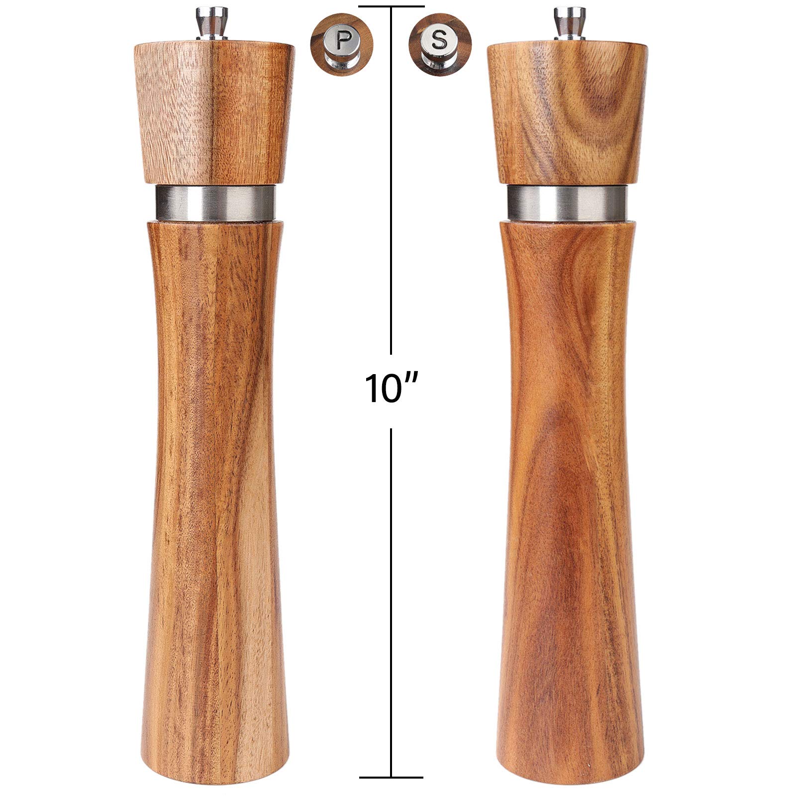Pepper Grinder, Vanlonpro Wooden Pepper Mill Salt Mill, Adjustable Coarseness Peppermill And Easily Refillable, Ceramic Grinding