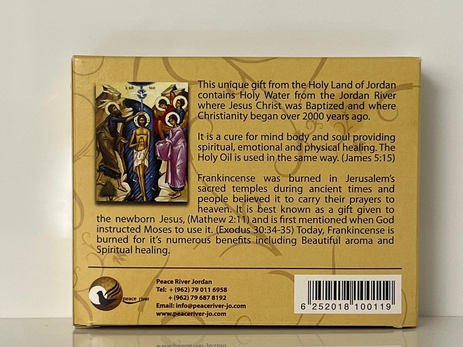 Peace River Jordan Holy Water from Jordan River certified by the Baptism Site Commission, Beige