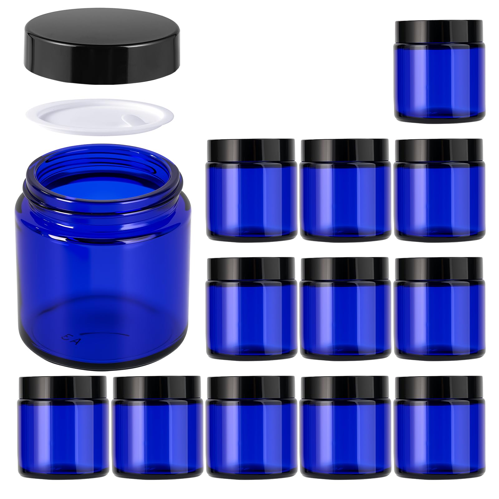 Hoa Kinh 4oz Glass Jars with Lids, 12 Pack Blue Empty Small Cosmetic jar