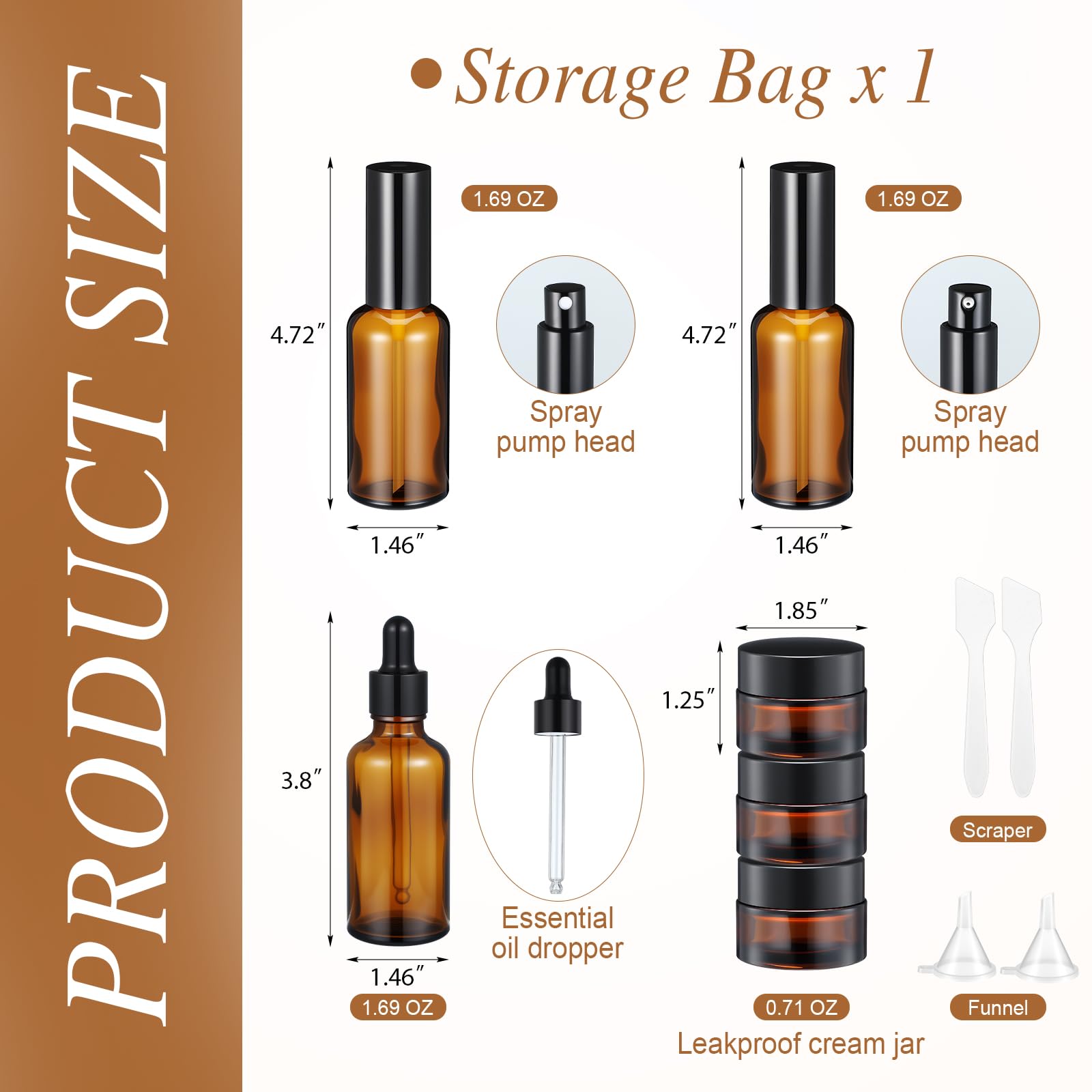 Qiyaz 11 Pcs Glass Travel Bottles With Clear Hard Zipper Case Skin Care Containers Travel Size Mini Makeup Containers Tsa Approv