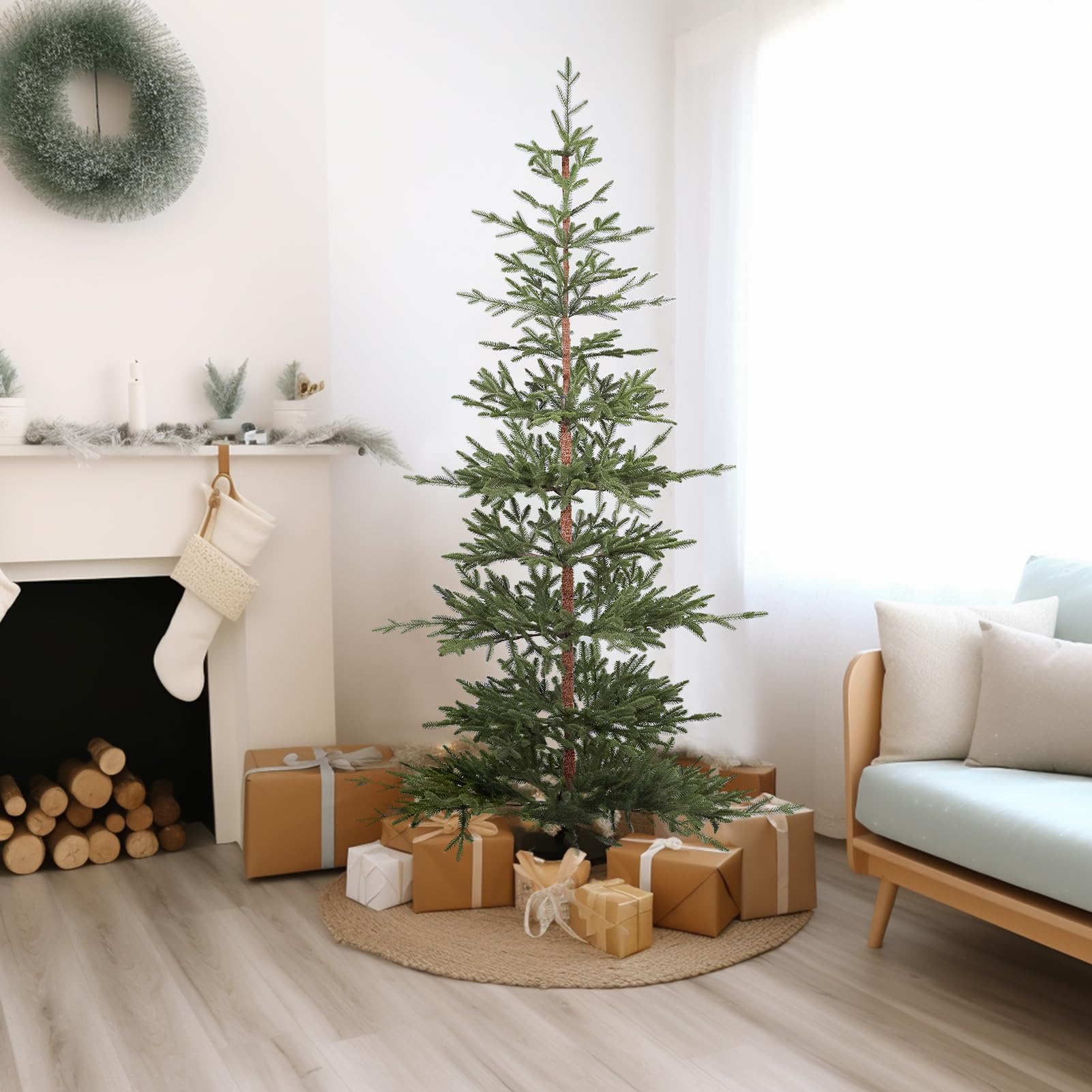 WBHome 7 FT Alpine Fir Artificial Christmas Tree, Green, Polyethylene, Model DY-USB-200G