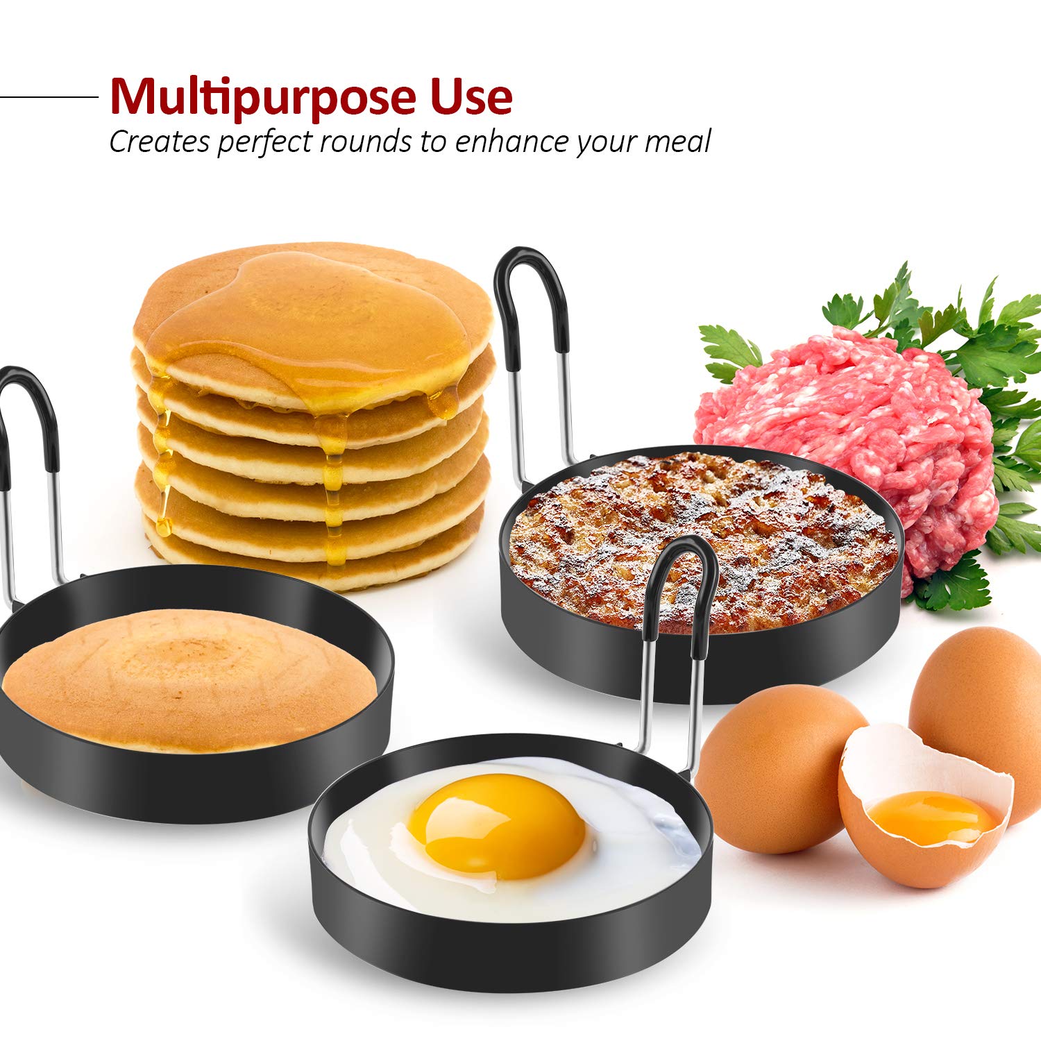 Eggs Rings, 4 Pack Stainless Steel Egg Cooking Rings, Pancake Mold For Frying Eggs And Omelet