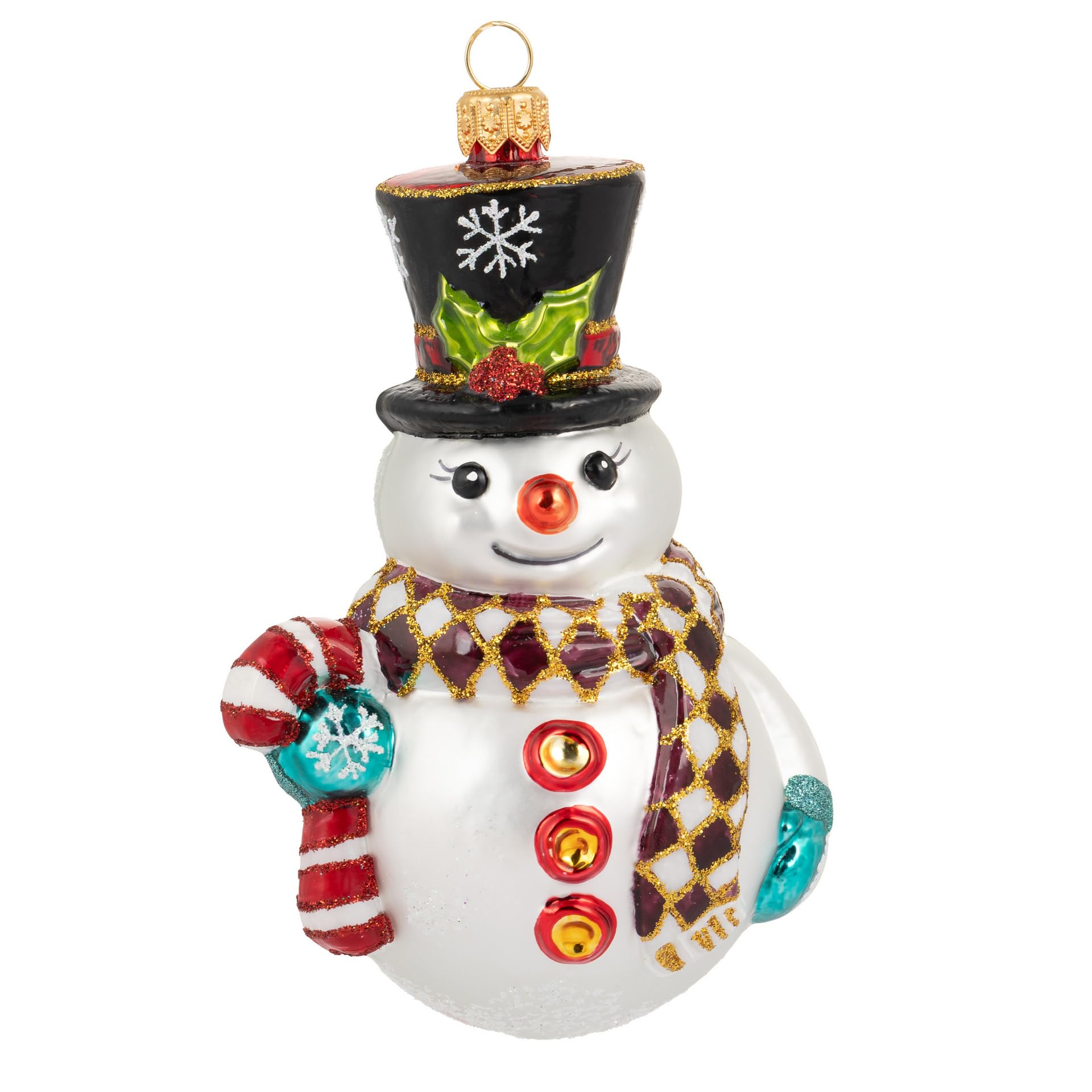 Miss Christmas 2025 Collection Fancy Snowman Blown Glass Christmas Tree Ornament (Merry Mister Frosty)