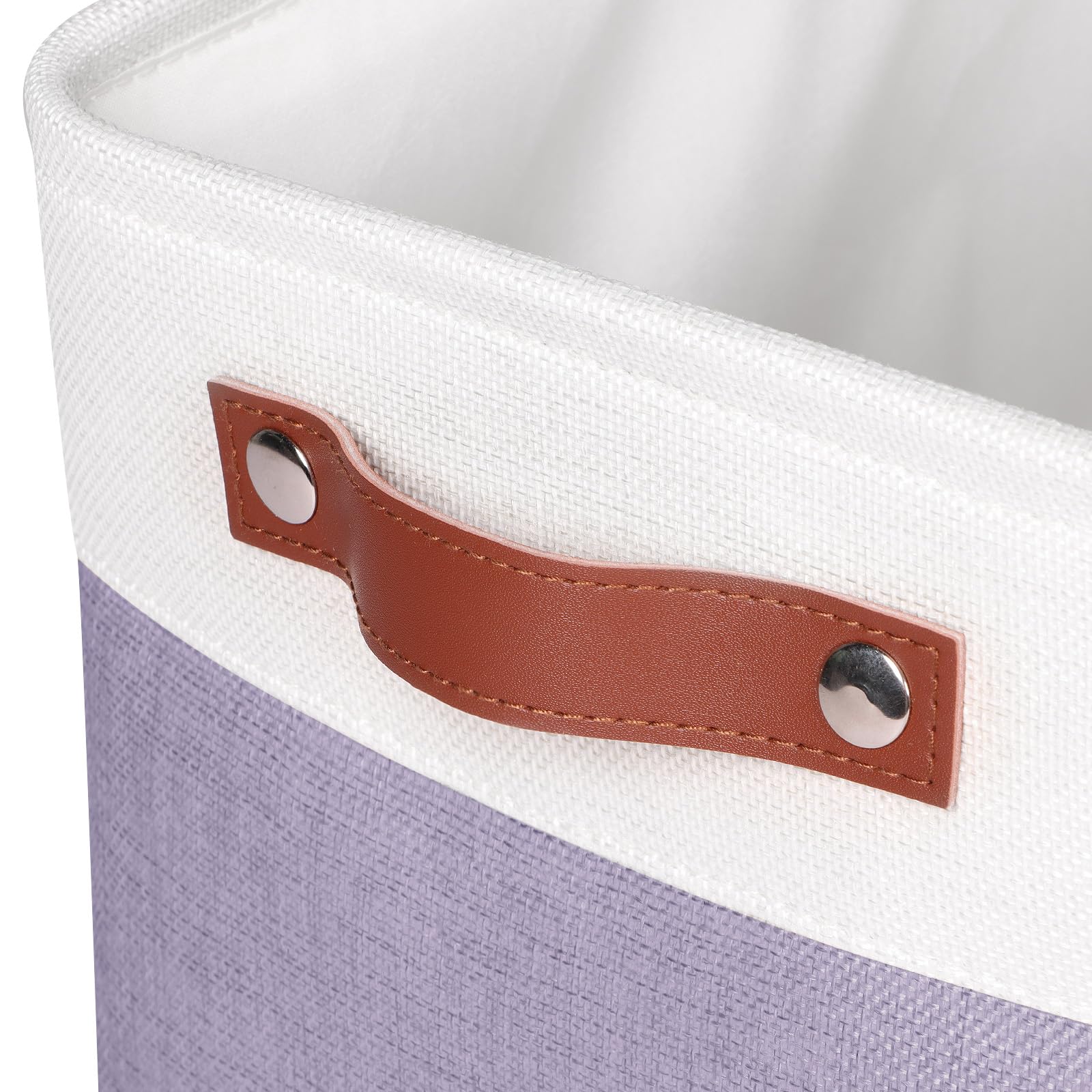 Univivi Large Storage Baskets [4-Pack] Foldable Fabric Storage Bins With Pu Handles|Hard Bottom Rectangle Organizer Bins For She