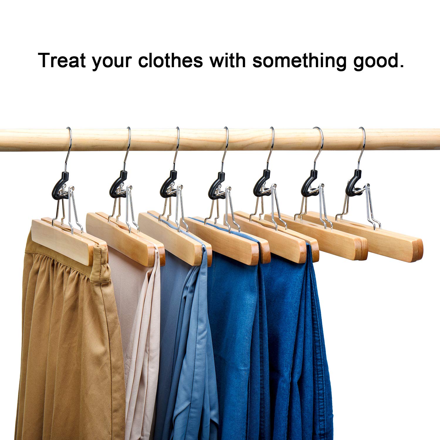 House Day Wooden Pants Hangers 10 Pack Non Slip Wood Skirt Hangers Wood Jeans/Slack Hanger With 360 Swivel Hook - Pants Hangers