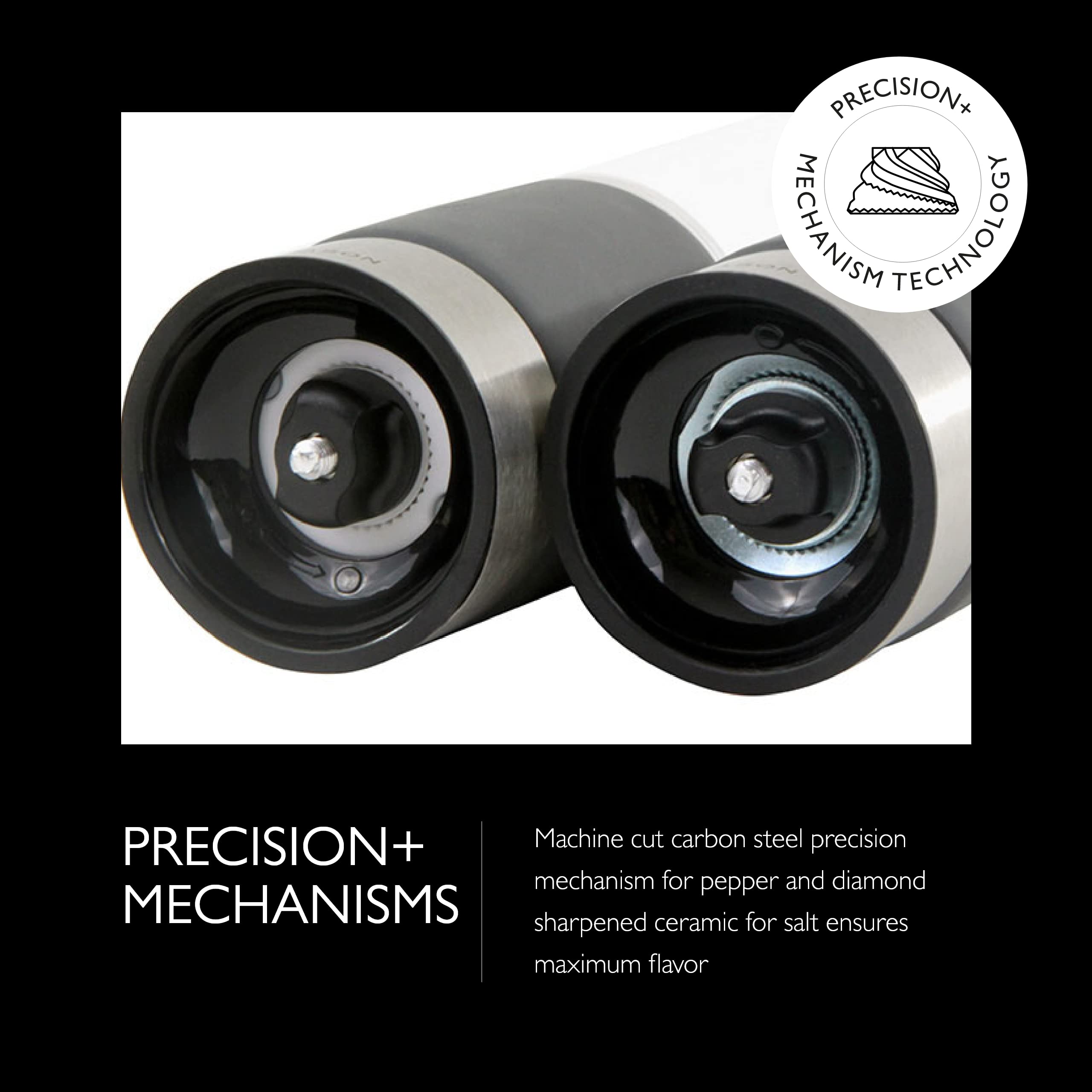 Cole & Mason Regent Concrete Stemless Salt & Pepper Mill Gift Set - Refillable Salt & Pepper Grinder Set With Carbon Steel Preci