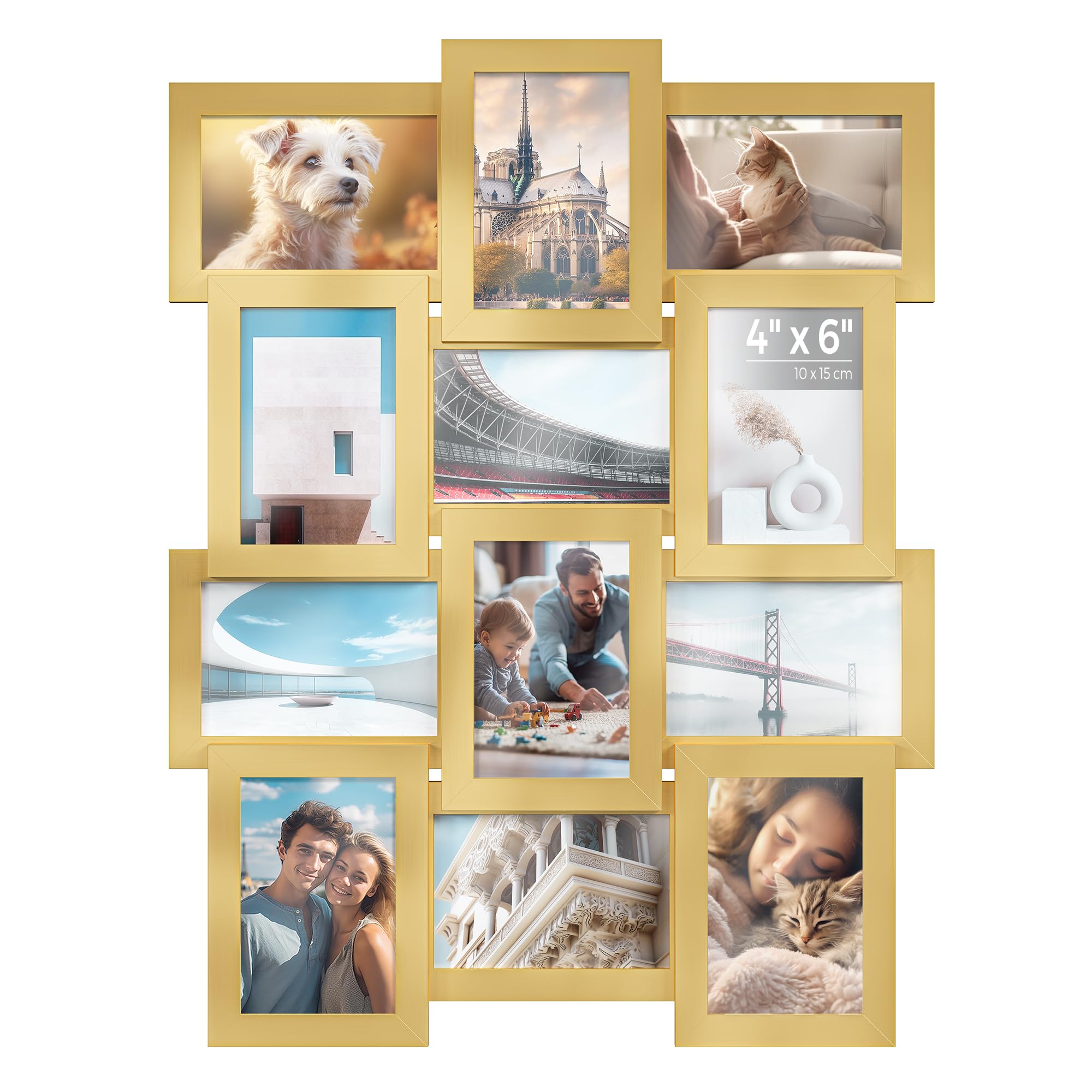 SONGMICS Collage Picture Frames, 4x6 for Wall Decor Set of 12, Multi Family Photo for Gallery Decor, Hanging Display, Assembly R