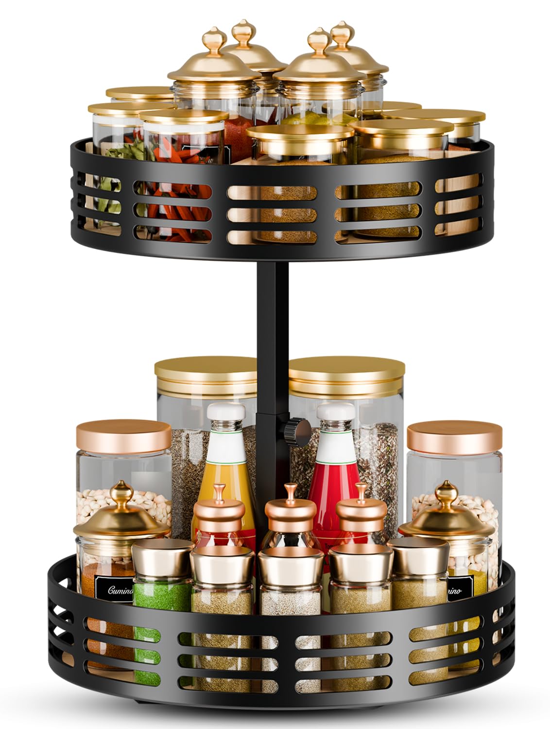 2 Tier Lazy Susan Organizer  360 Rotating Spice Rack