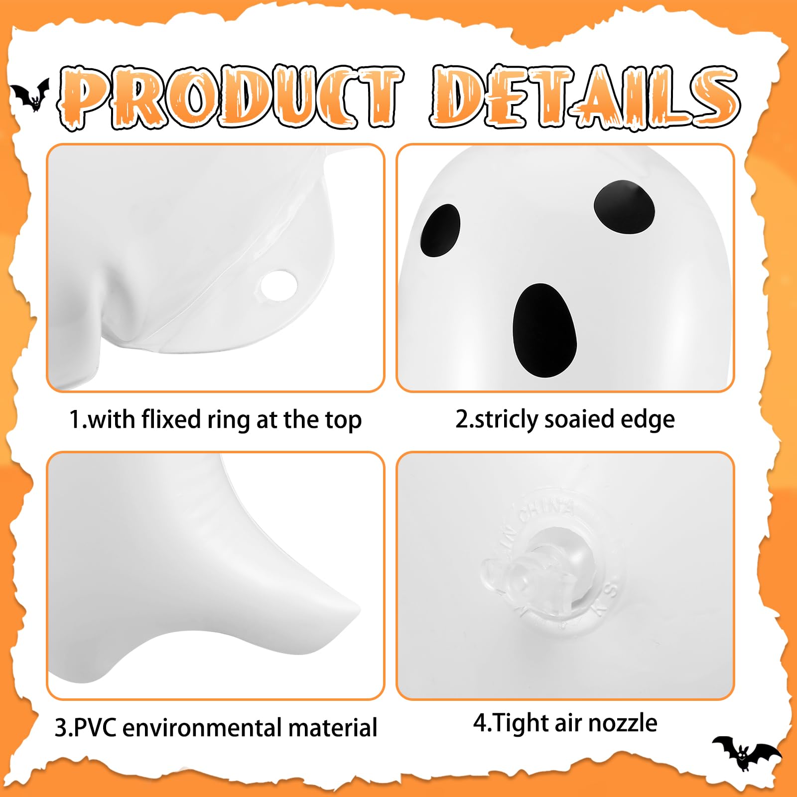 Leyndo 12 Pcs 17 Inch Halloween Inflatable Ghost Outdoor Decorations Large Inflatable Hanging Ornaments Blow up PVC Ghost for Ha