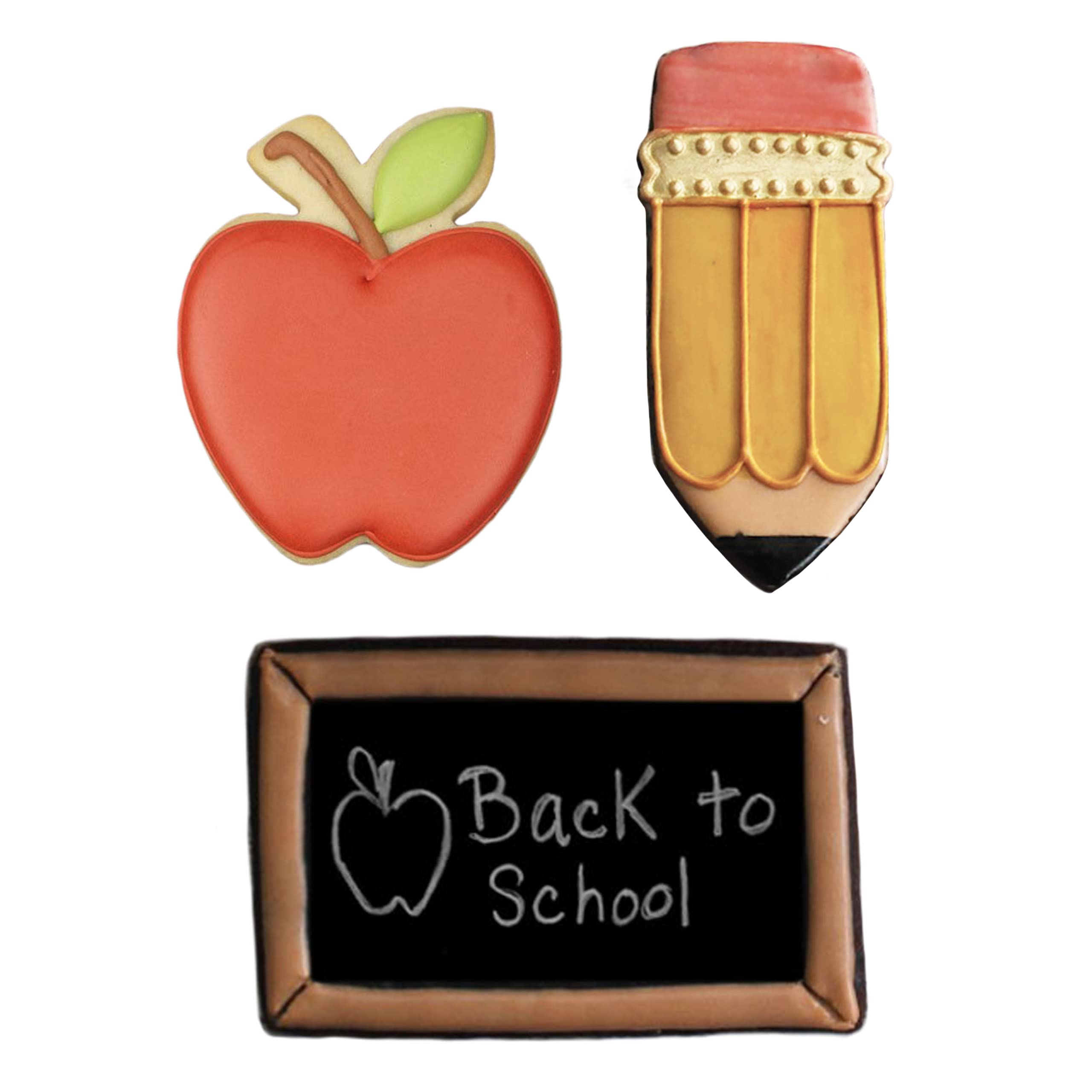 Back To School & Teacher Appreciation Cookie Cutters 3-Pc. Set Made In The Usa By Ann Clark, Apple, Pencil, Notebook