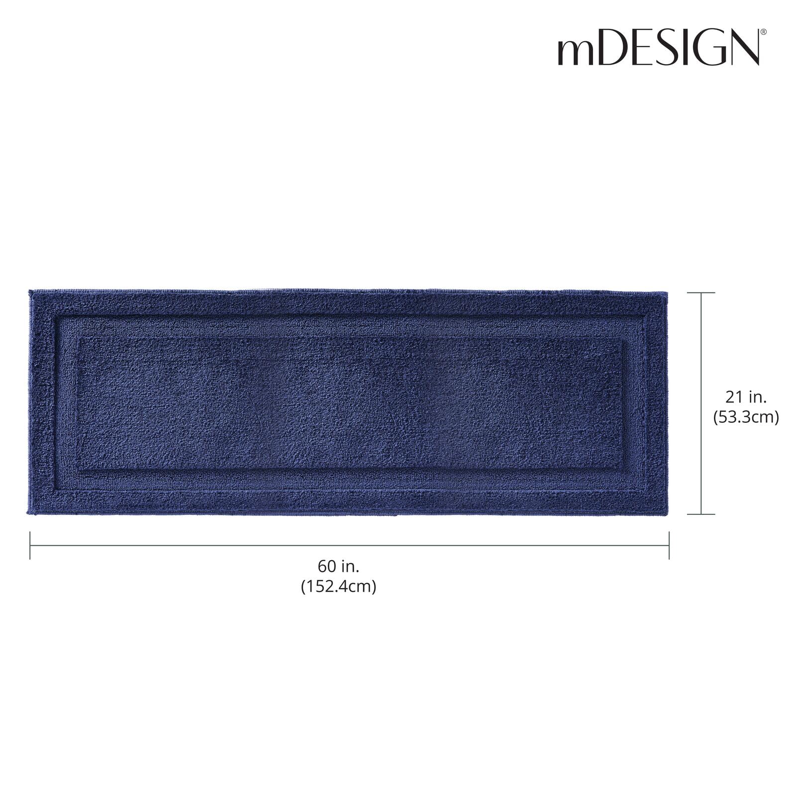 Mdesign Large Modern Bath Mat Runner - Non-Skid Bathroom Runner Rug - Long Bath Mat - Oversized Machine Washable Bathroom Floor