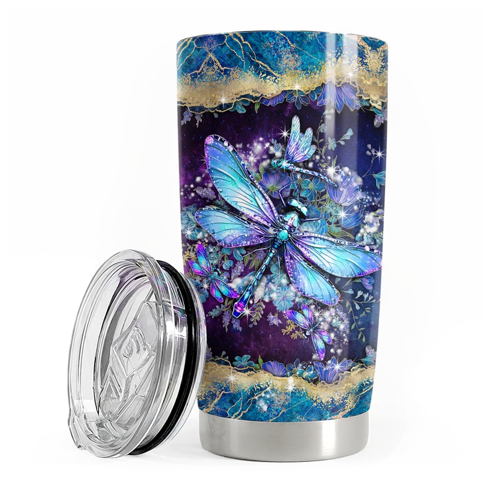 Dragonfly Tumbler 20oz Stainless Steel Insulated Coffee Travel Mug Cup Dragonfly Gifts for Women Girls on Birthday Christmas Mot