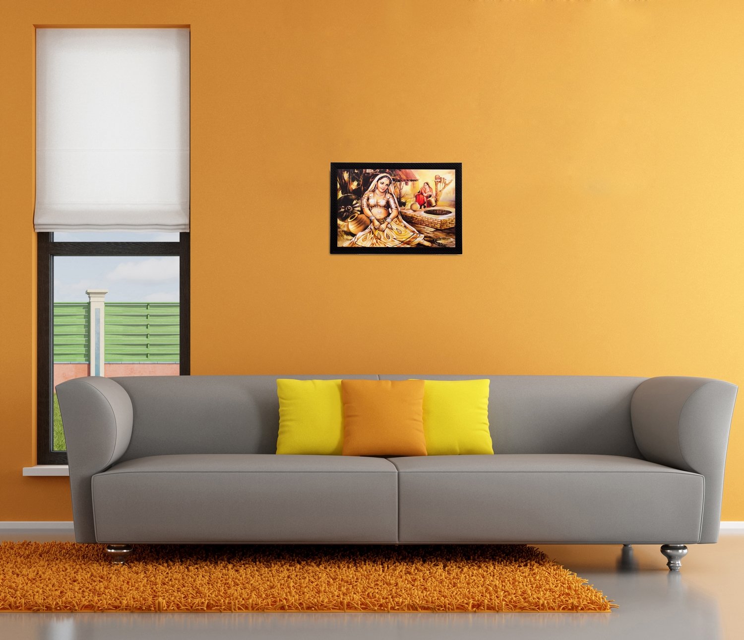 eCraftIndia Village Woman UV Art Painting (Synthetic Wood, 51 cm x 36 cm, Matt Textured)