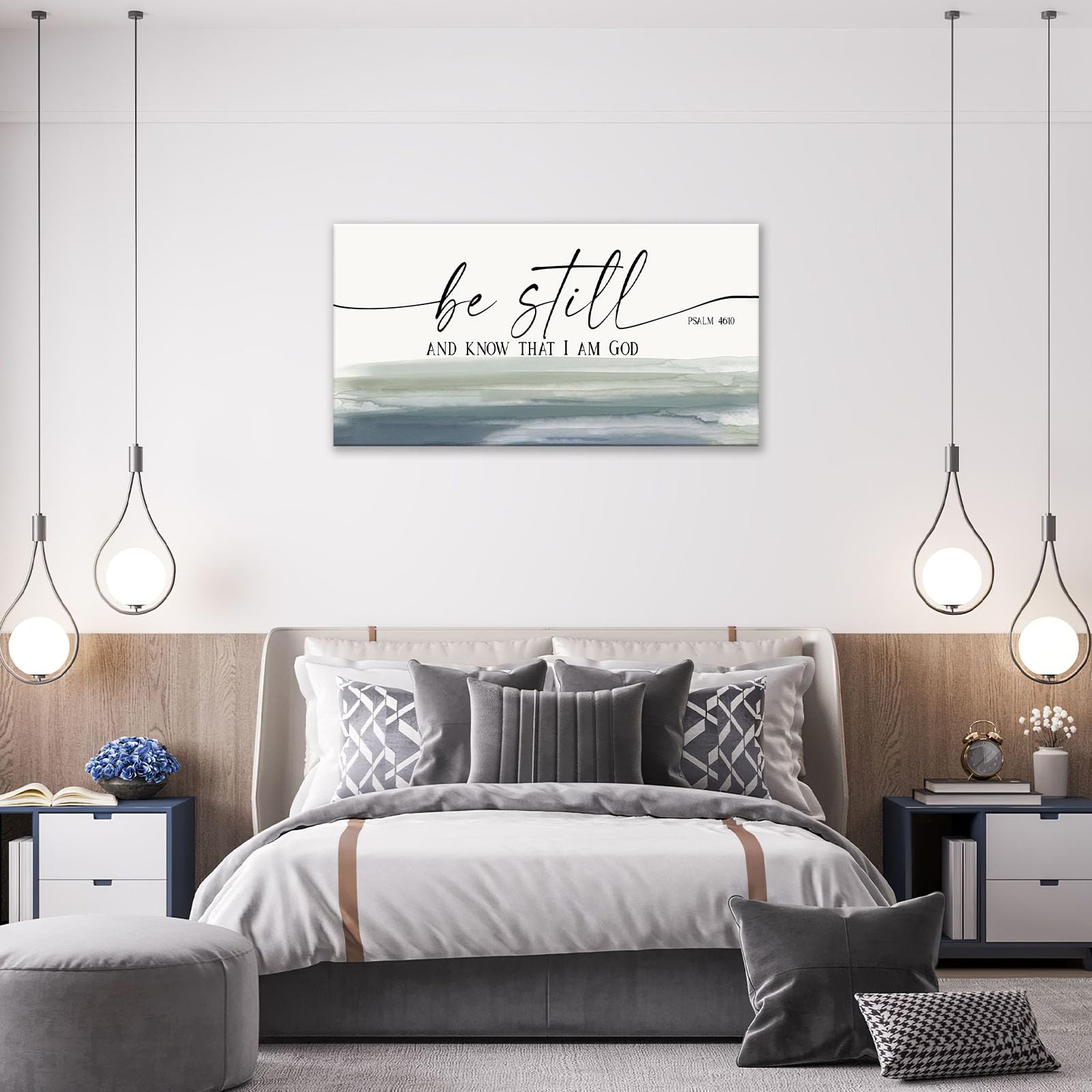 Large Christian Wall Art Bible Verse Psalm Pictures Wall Decor Be Still And Know That I Am God Canvas Painting Print Modern Home