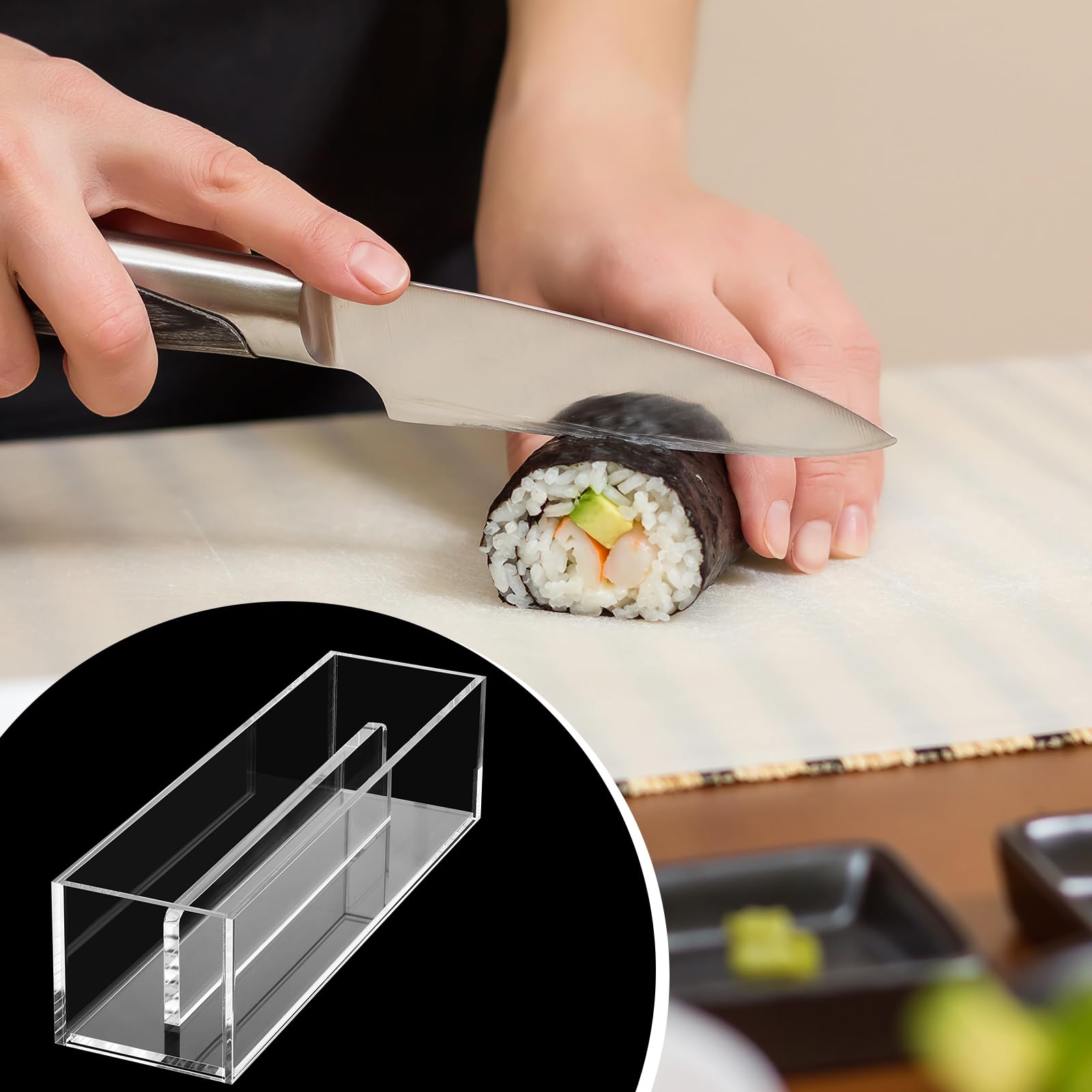 Zhehao 2 Pcs Acrylic Sushi Making Kit Musubi Maker Non Stick Musubi Mold Clear Onigiri Mold Rice Shaper For Home Luncheon Meat P