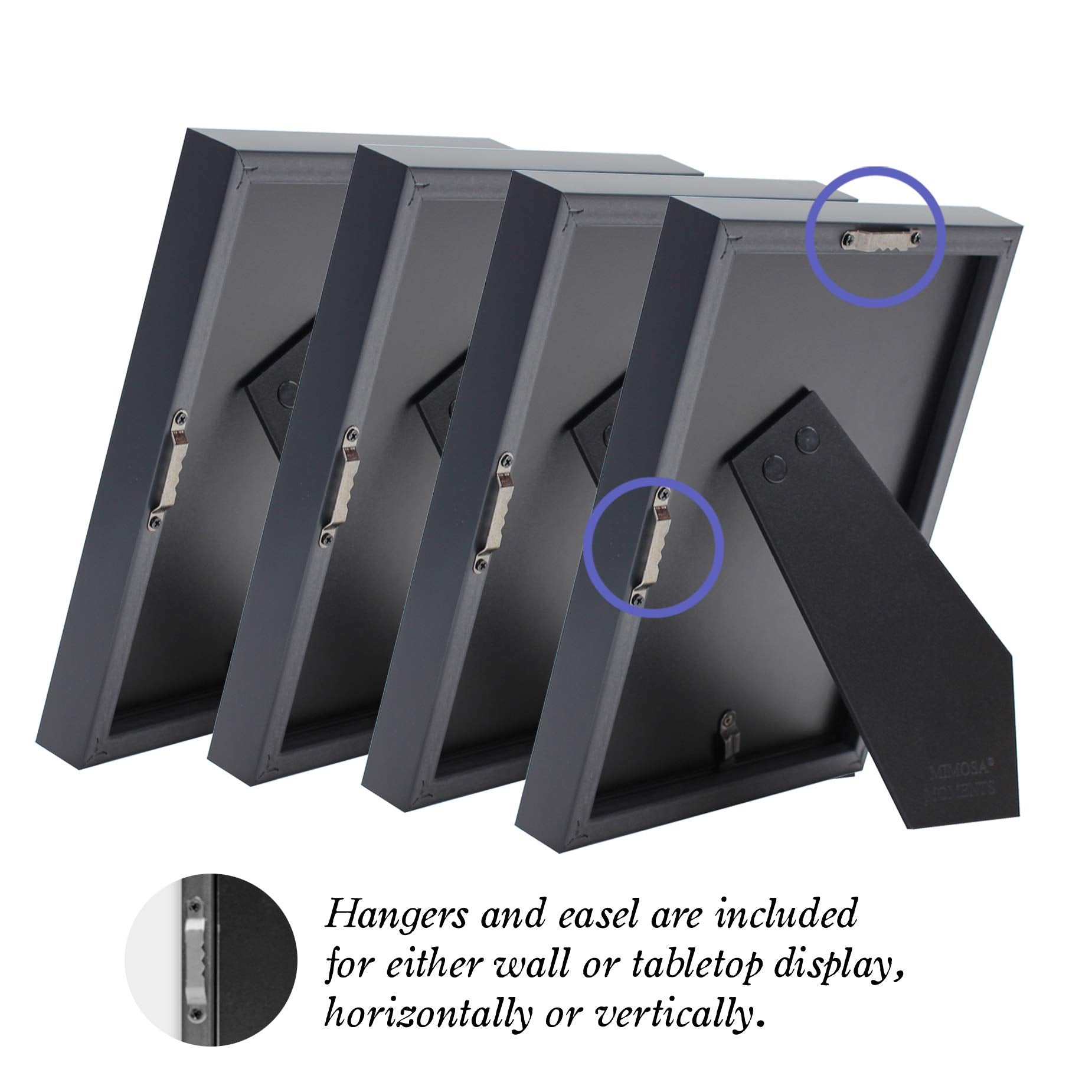 Mimosa Moments Gallery Picture Frame Wall Set With Art Prints And Paper Matt, Good For Four 4X6 Photos (Black, Set Of 4-4X6'')