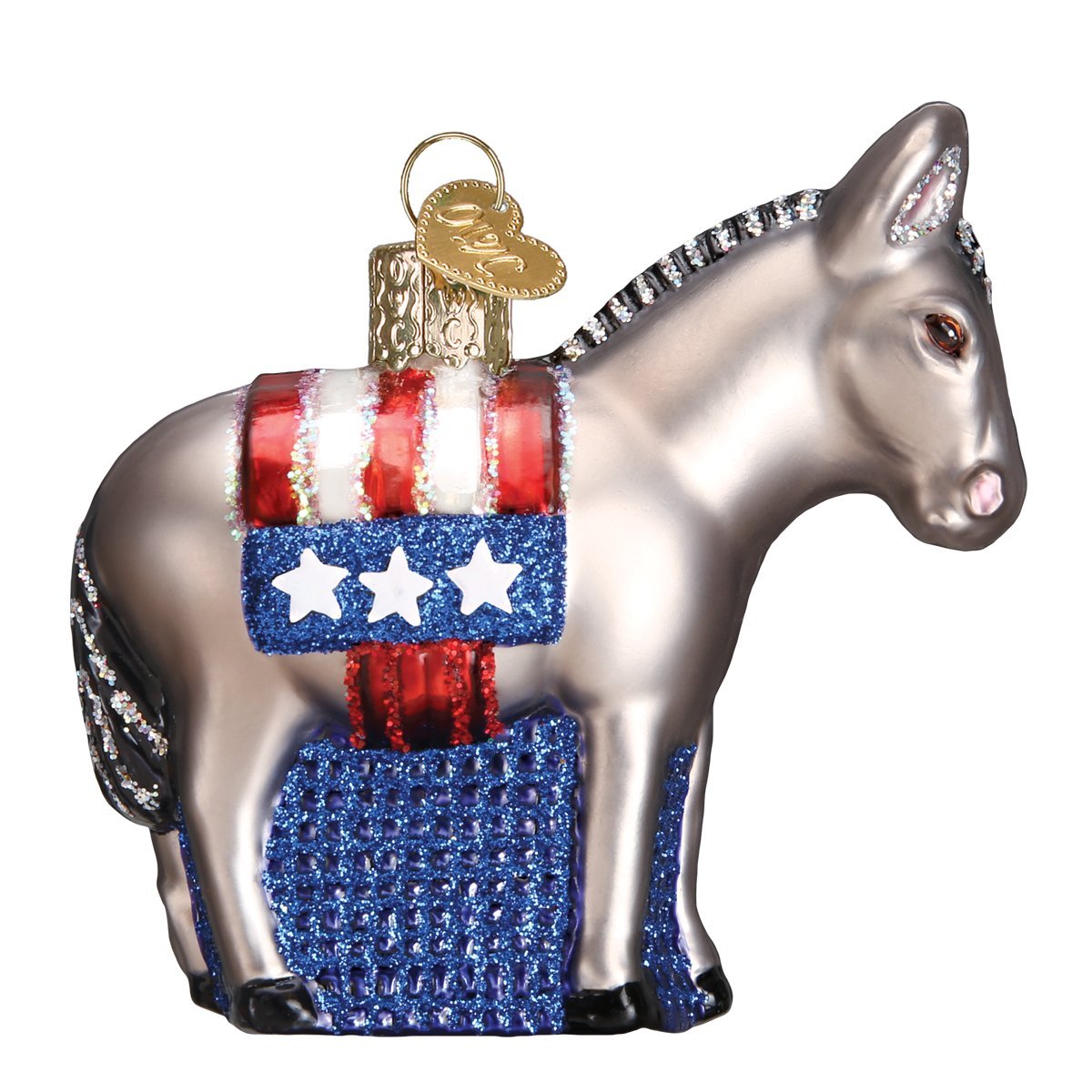 Old World Christmas Ornaments: Political Gifts Glass Blown Ornaments for Christmas Tree, Democratic Donkey